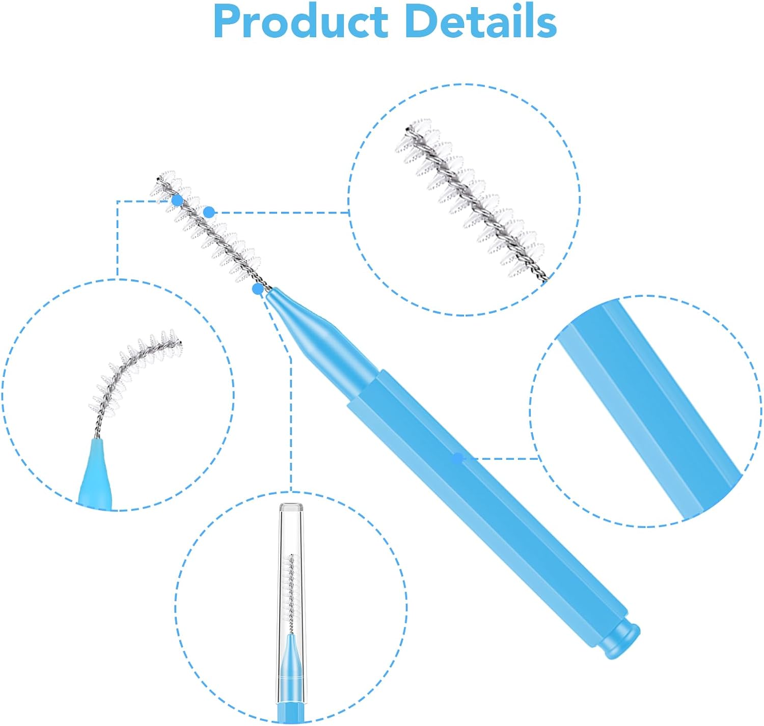 Detalle 1 de lanjue G8992K-11-N Interdental Brushes, 100 Pieces in Four Sizes