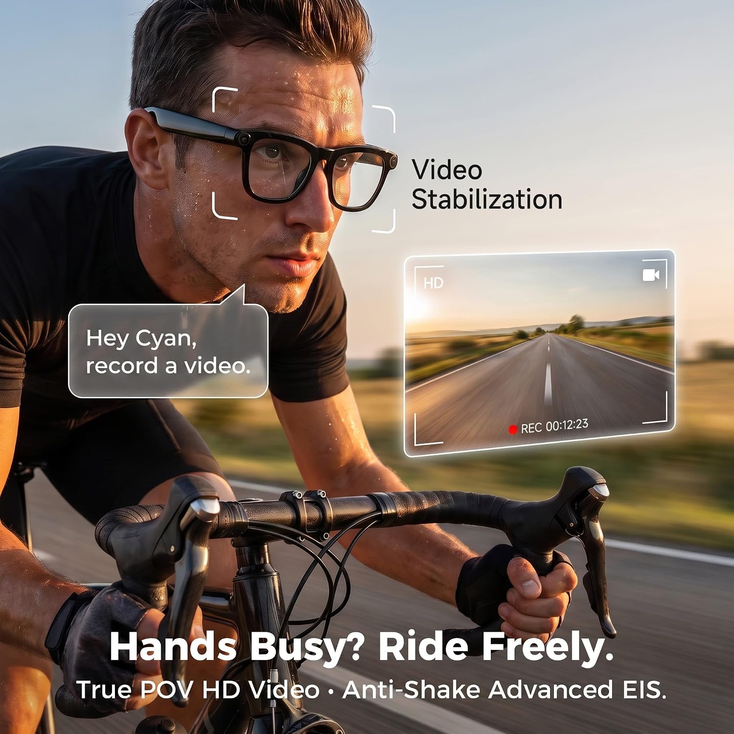 Detalle 2 de EarlySincere Smart Glasses with 8MP 4K POV Camera, Bluetooth Audio, AI Translation & Meeting Transcriber