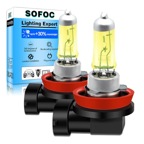 Detalle de SOFOC H16 Ampoule Halogène Feu de Brouillard 12V 19W 3000K Jaune – Lot de 2