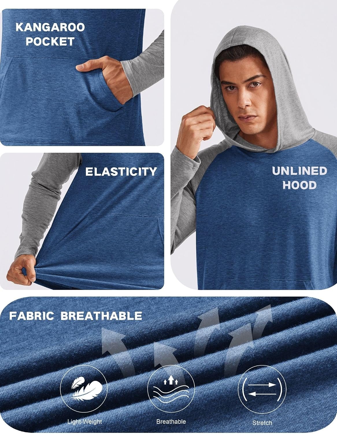 Detalle de PINSPARK Men's Workout Hoodie Polyester Blend