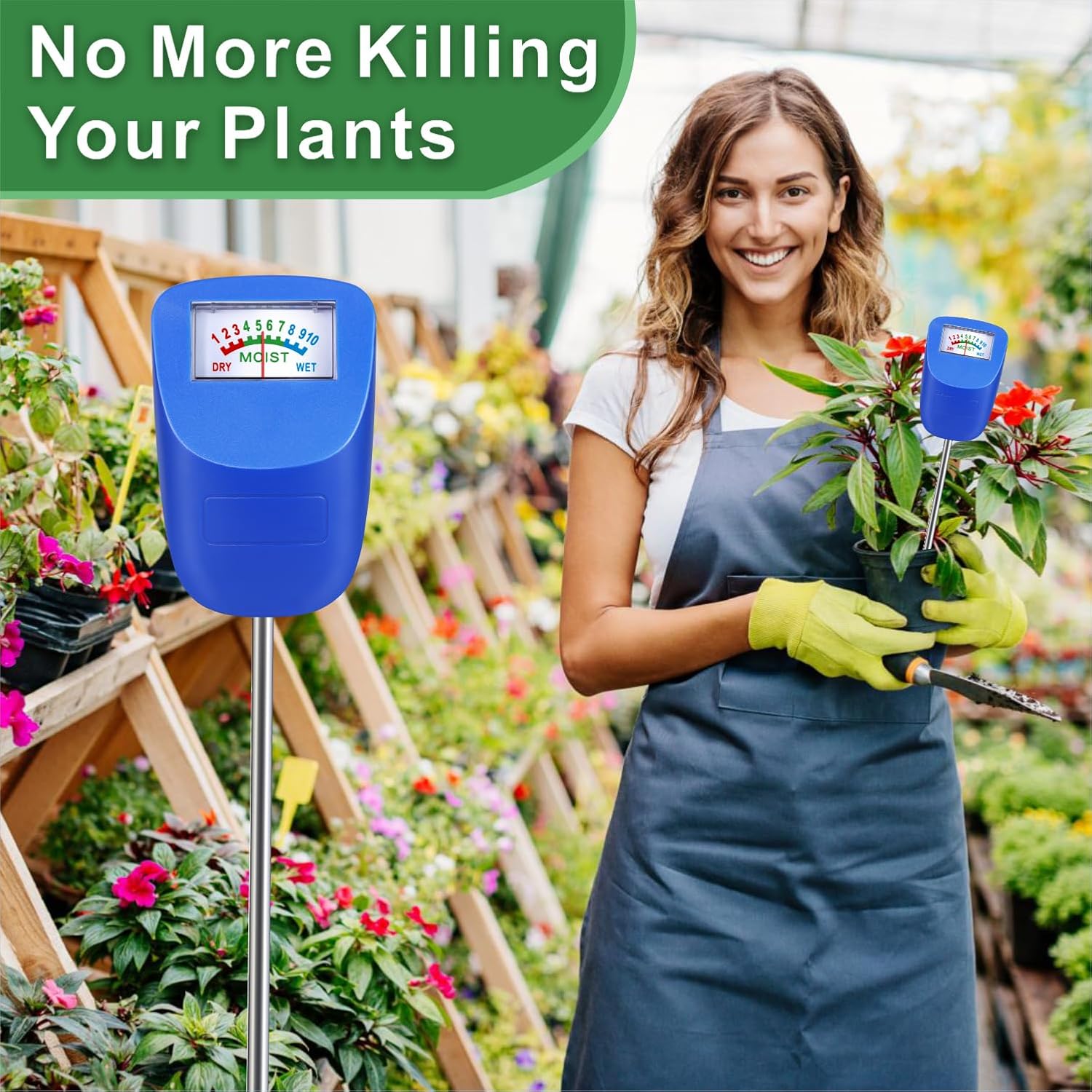 Thumbnail 6 de XLUX Tester per terreno con sensore di umidità del suolo, monitor acqua per piante (confezione da 4, blu)