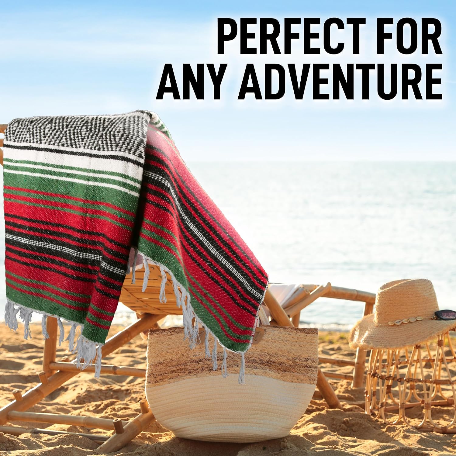 Detalle de Hydration Nation Mexican Blanket 70" x 50" Dragon Throw, Recycled Cotton