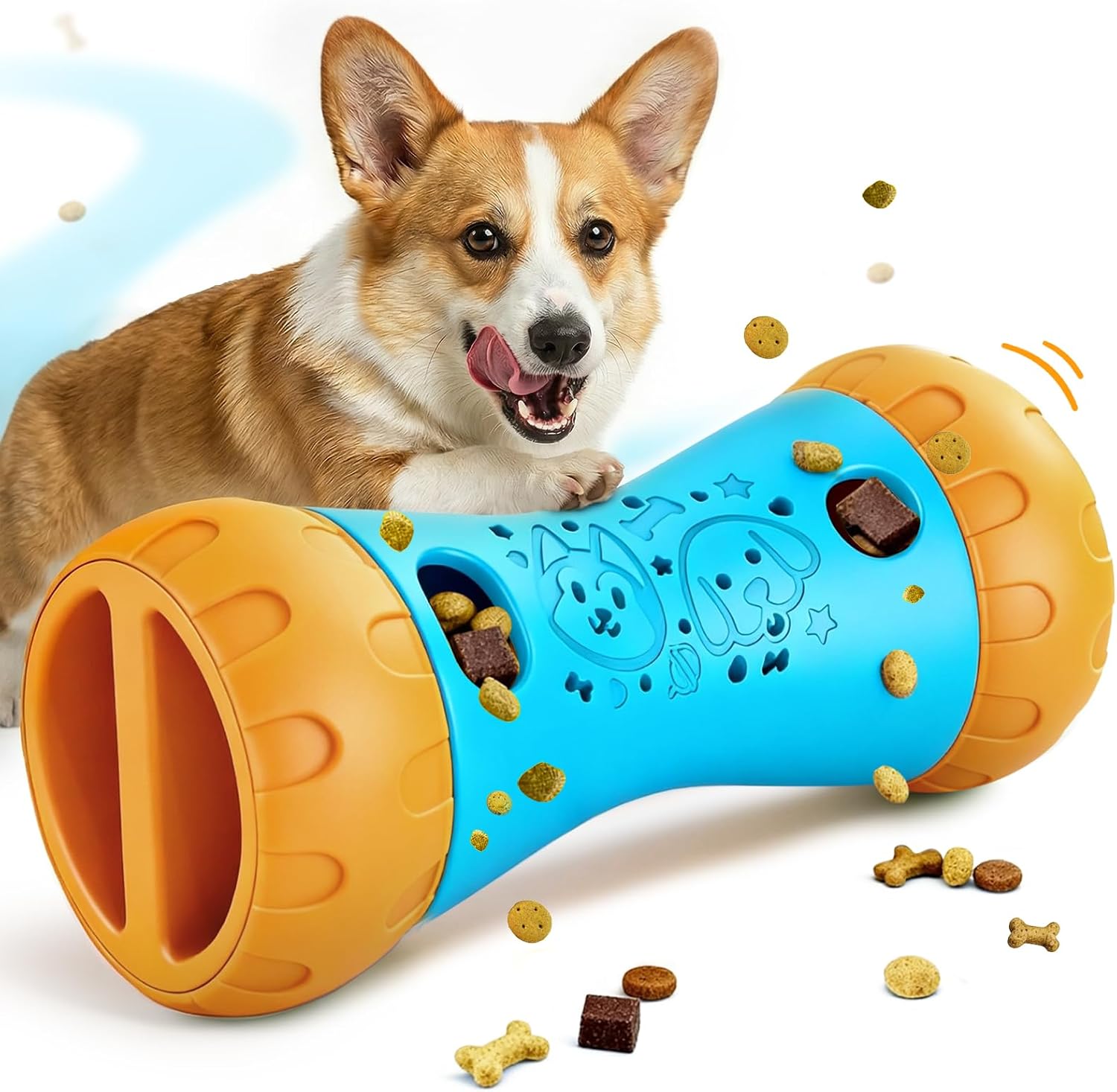Detalle de Interactive Dog Toys for Boredom: Treat Dispenser and Slow Feeder for Small/Medium Dogs (Blue)