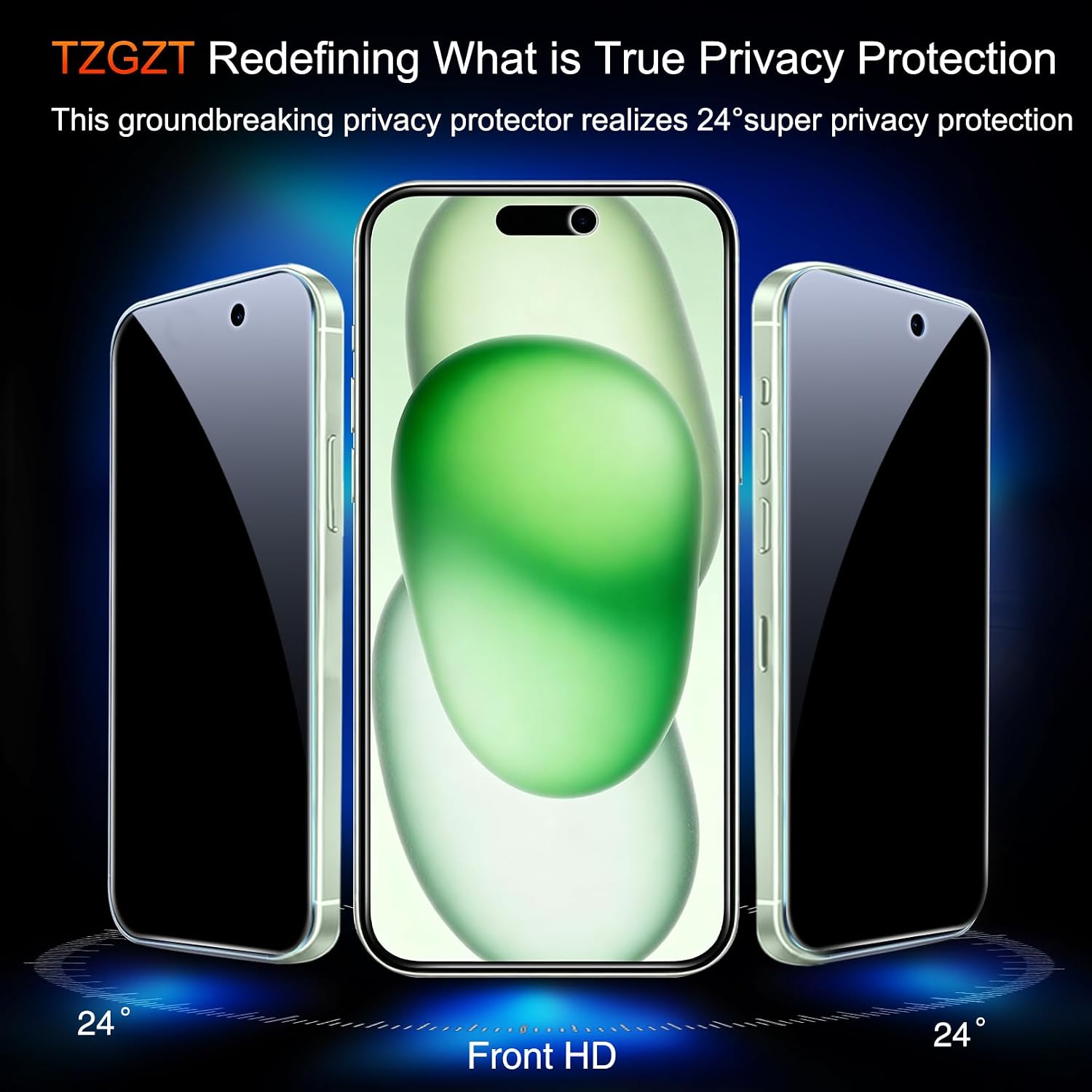 Detalle de TZGZT 3 Pack Privacy Screen Protector for iPhone 15 with Lens Protectors