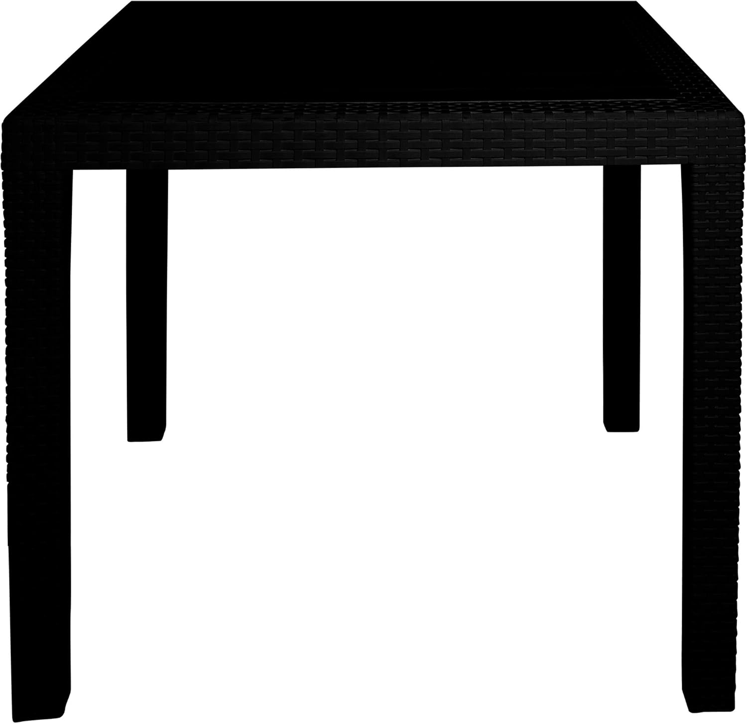 Detalle 2 de Dmora Tavolo da esterno Agrigento – Tovolo quadrato 79x79 cm, effetto rattan, Antracite, Made in Italy