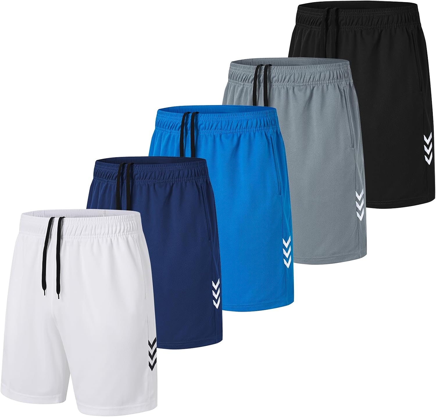 Detalle de Kuzwufs Herren Sporthose Kurze: Atmungsaktive Dry-Fit Laufshorts mit Reißverschlusstaschen