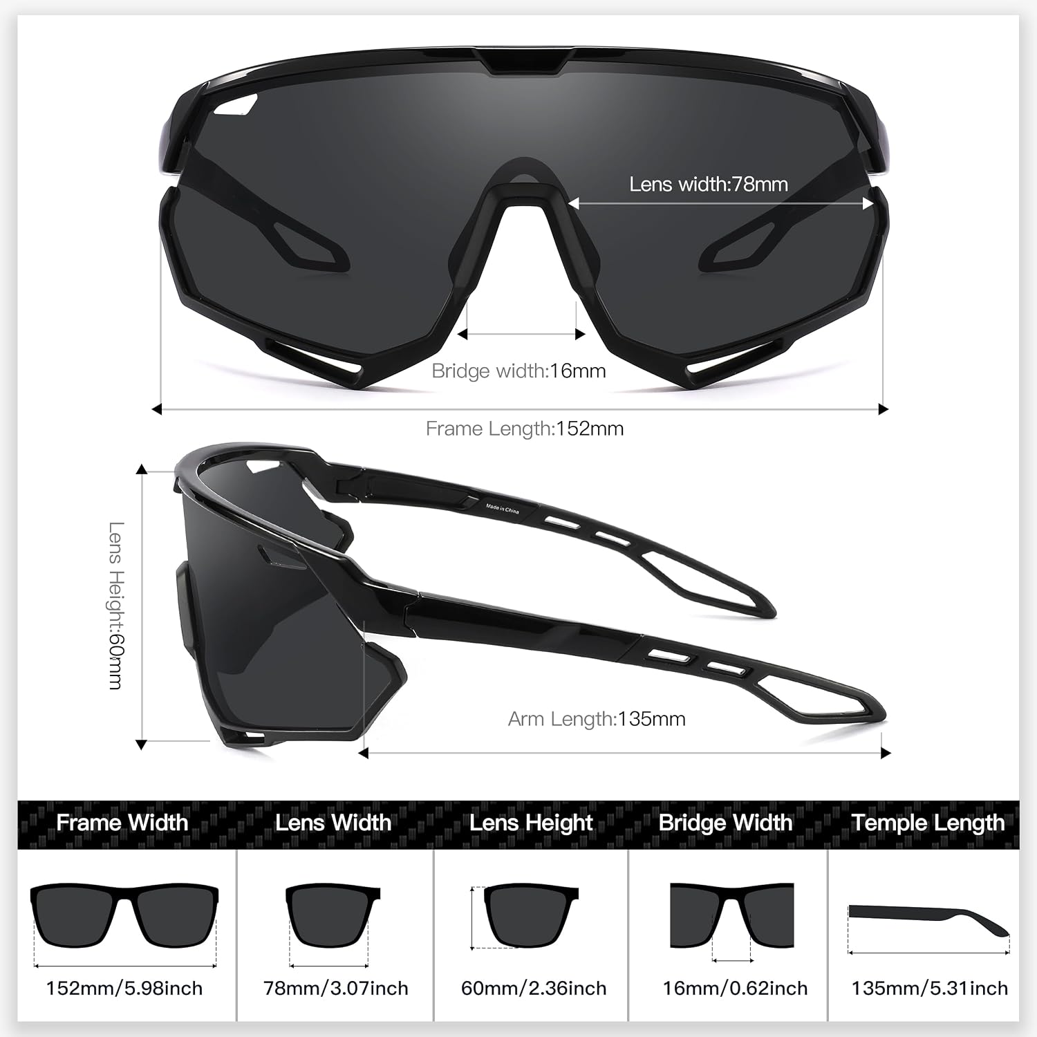 Detalle de SINSPORT eyewear Occhiali sportivi: protezione UV400 per ciclismo, guida e attività all’aperto
