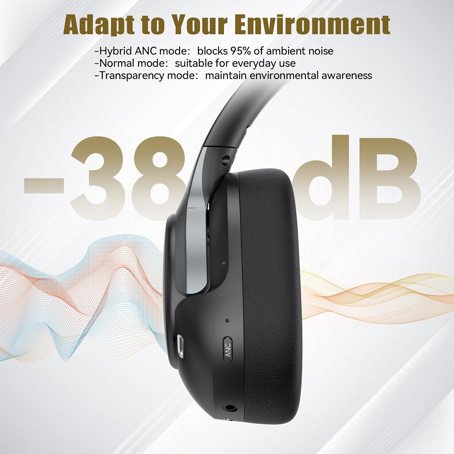 Thumbnail 1 de TECKNET Active Noise Cancelling Headphones with Bluetooth 6.0, 70H Playtime, 6 EQ Modes, and 3.5mm Cable