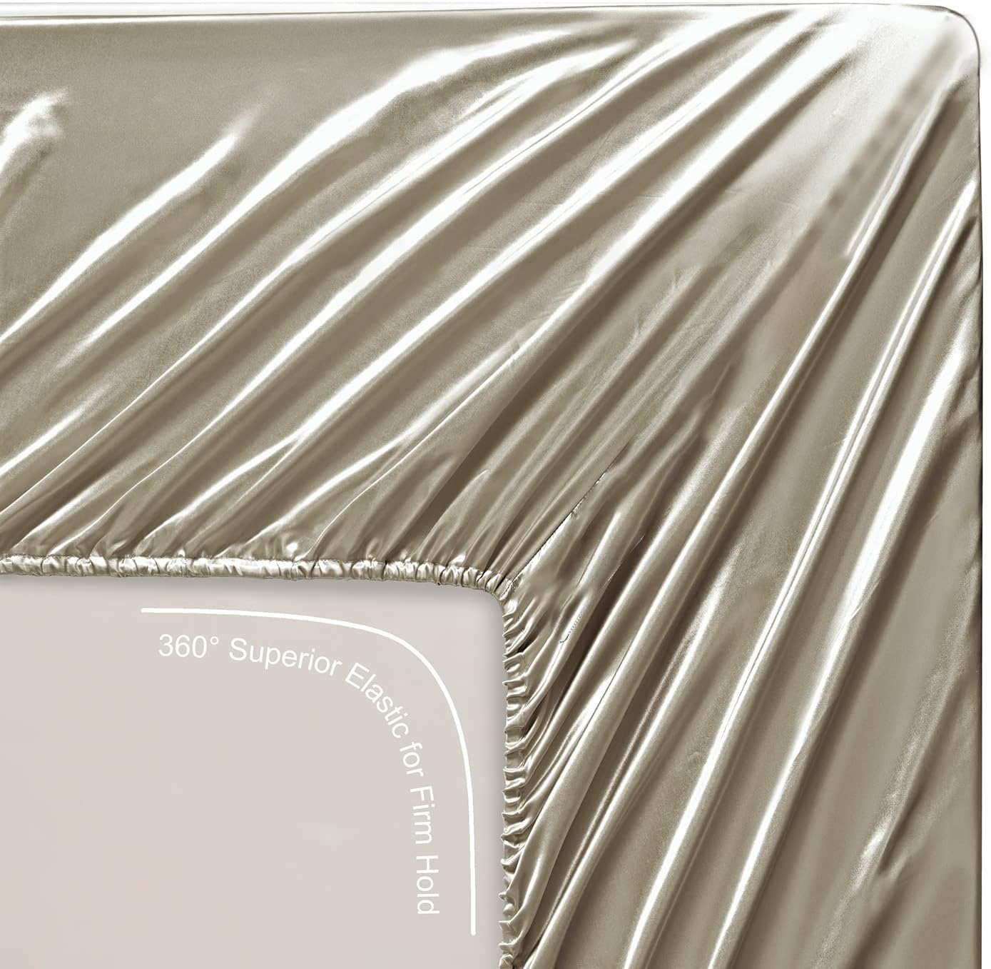 Thumbnail 6 de Lanest Housing Queen Satin Sheet Set, Taupe, 14-Inch Deep Pocket