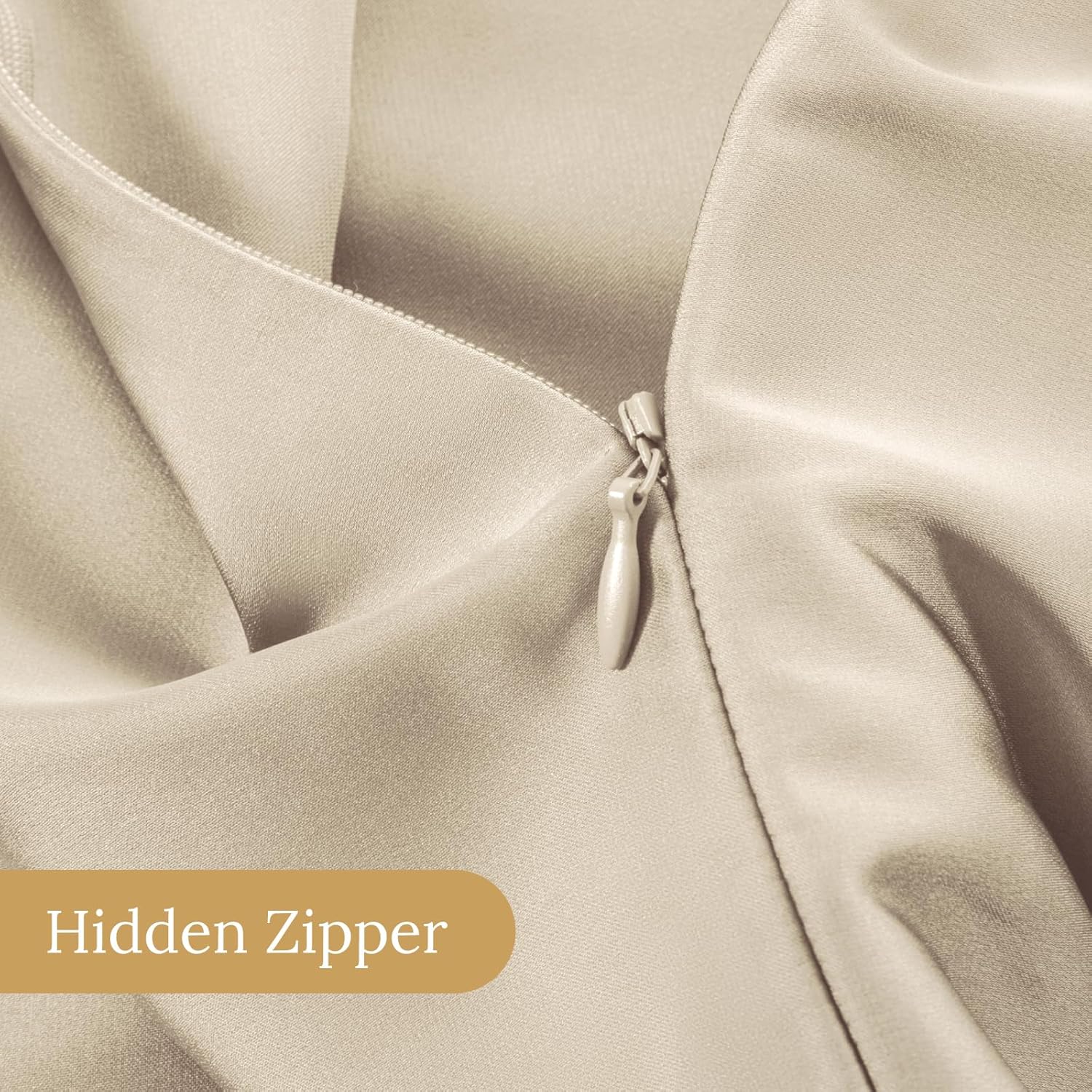 Thumbnail 4 de INFIIXSO Silk Pillow Cases (2-Pack) Standard Size, Mulberry Silk with Hidden Zipper (Beige, 20x26 Inches)