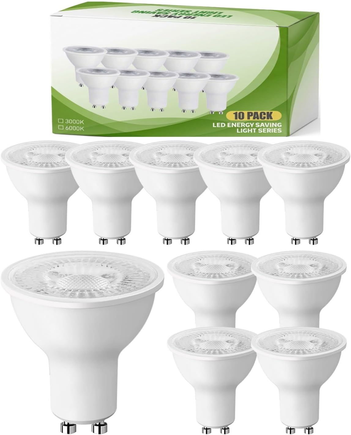 Detalle de MOXTOYU GU10 LED Bulbs, 7W Warm White, 3000K, 350 Lumens, 10-Pack