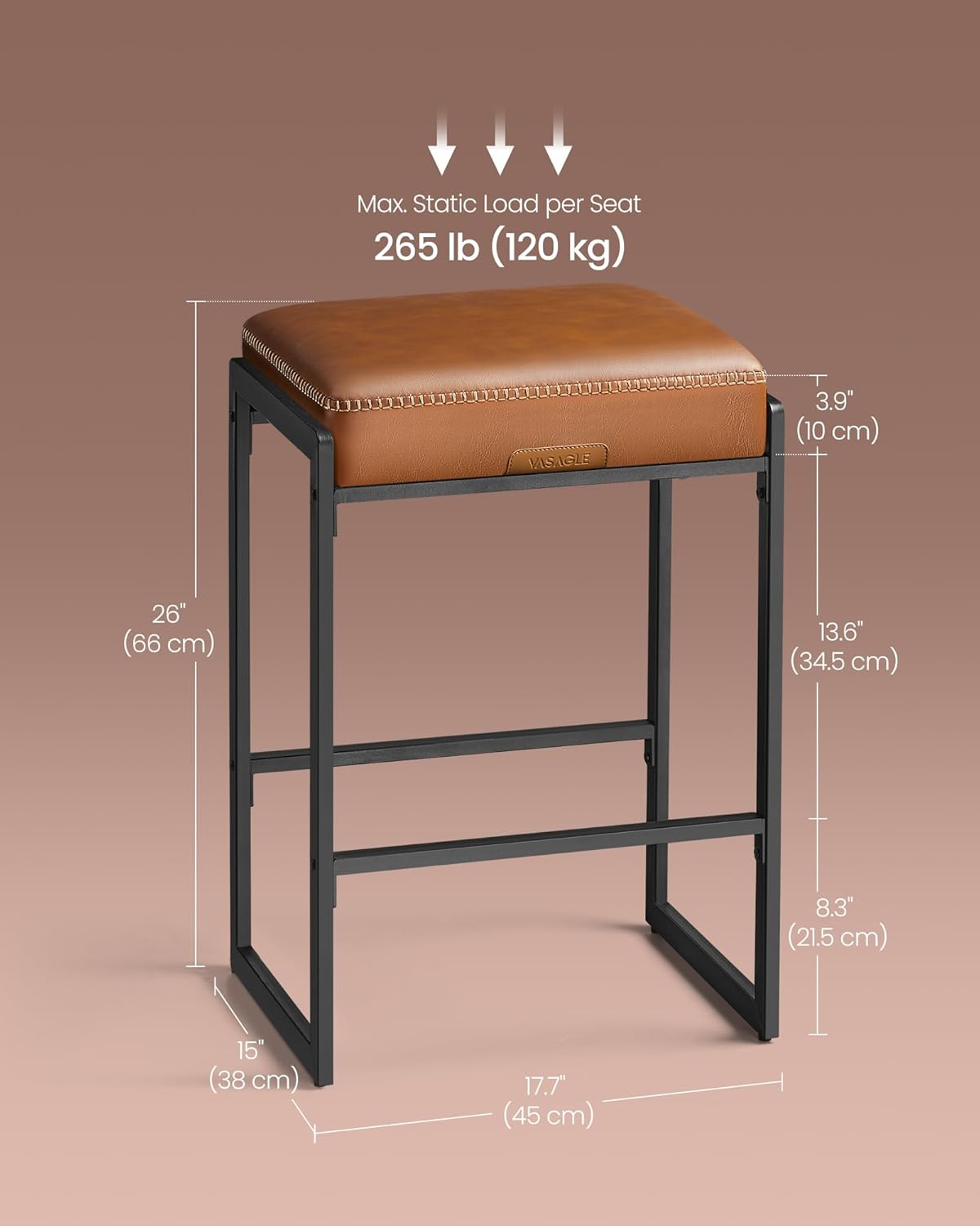 Detalle de VASAGLE Bar Stools, 26-Inch