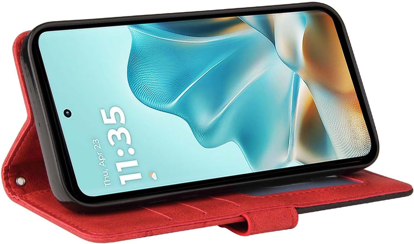 Thumbnail 2 de CXTCASE Flip-Hülle für Motorola Edge 60 Fusion – rotes PU-Leder Flip Case mit Kartenfächern