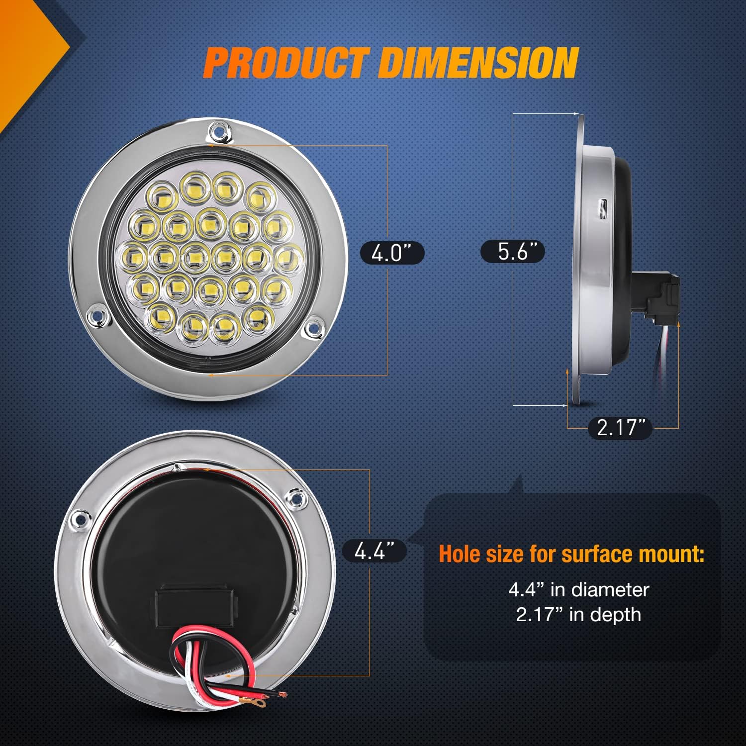 Detalle 2 de Nilight 4 Inch Round Trailer Tail Light 24LED 🚚