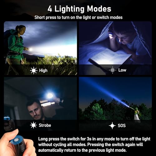 Detalle de Blukar Lampe Torche LED Rechargeable 2000 Lumen — Puissance et polyvalence en poche