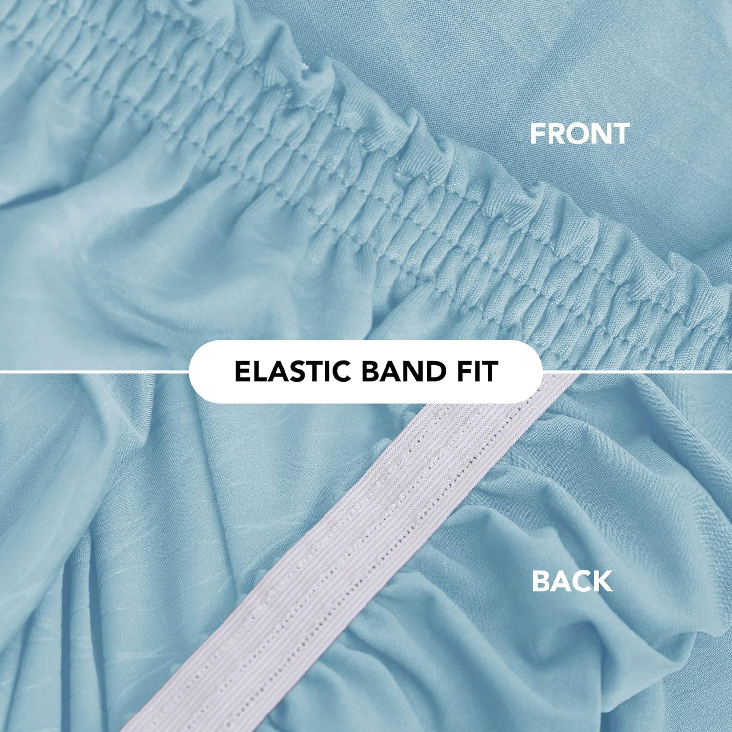 Detalle de Deconovo Copridivano Elasticizzato 4 Posti con Braccioli – Azzurro, Antigraffio e Lavabile