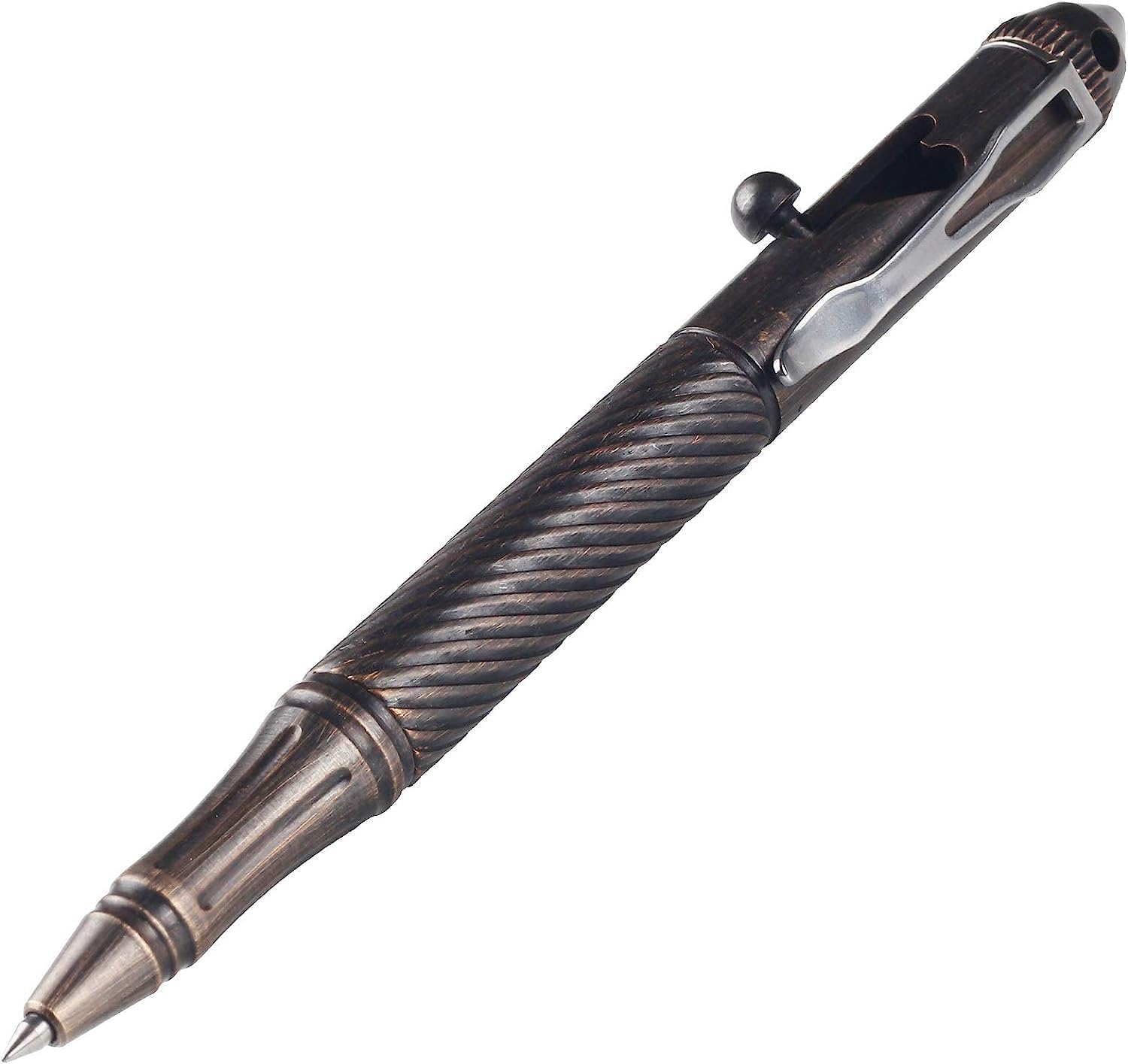 Detalle de SMOOTHERPRO Solid Brass Bolt Action Pen (BB202) – heavy duty ballpoint with tremor-friendly bolt action