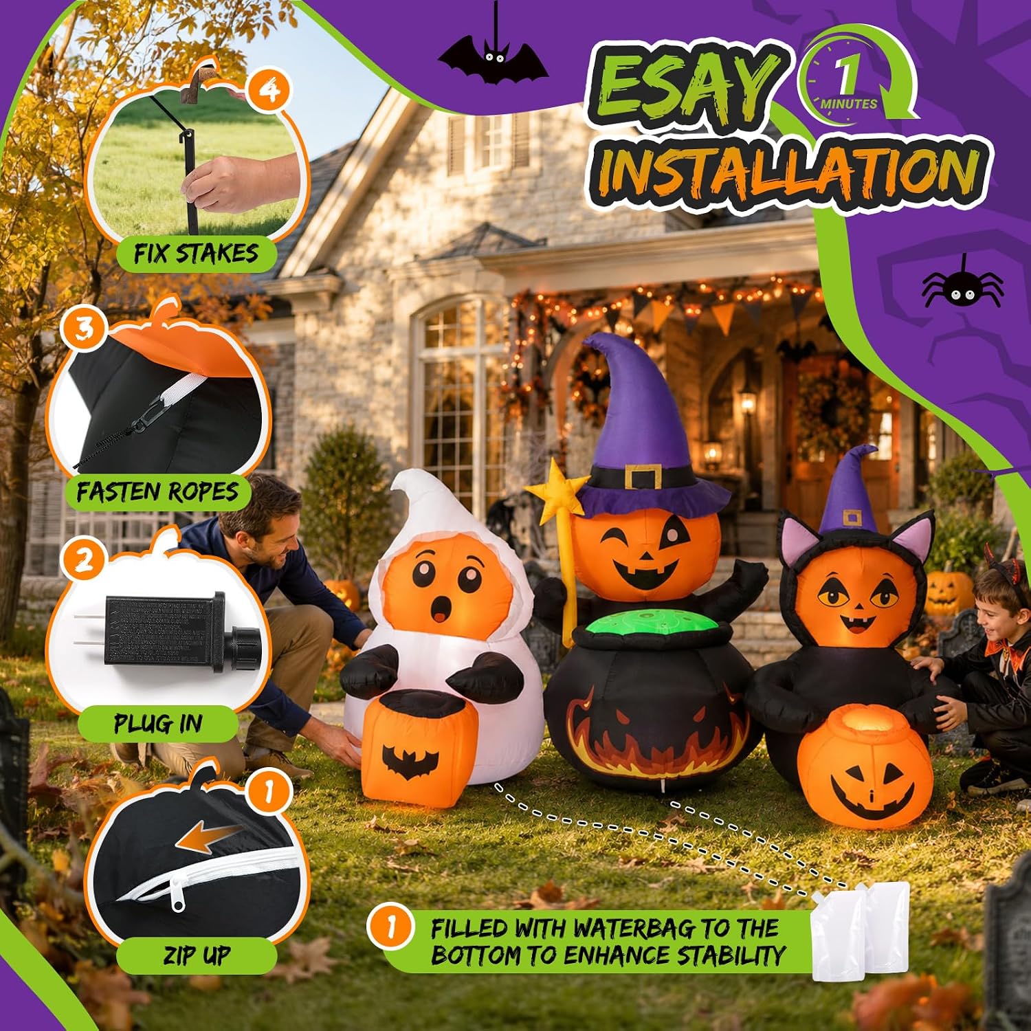 Detalle de YY-HI-PKP-7FT 7-ft Halloween Inflatable with Built-In LEDs