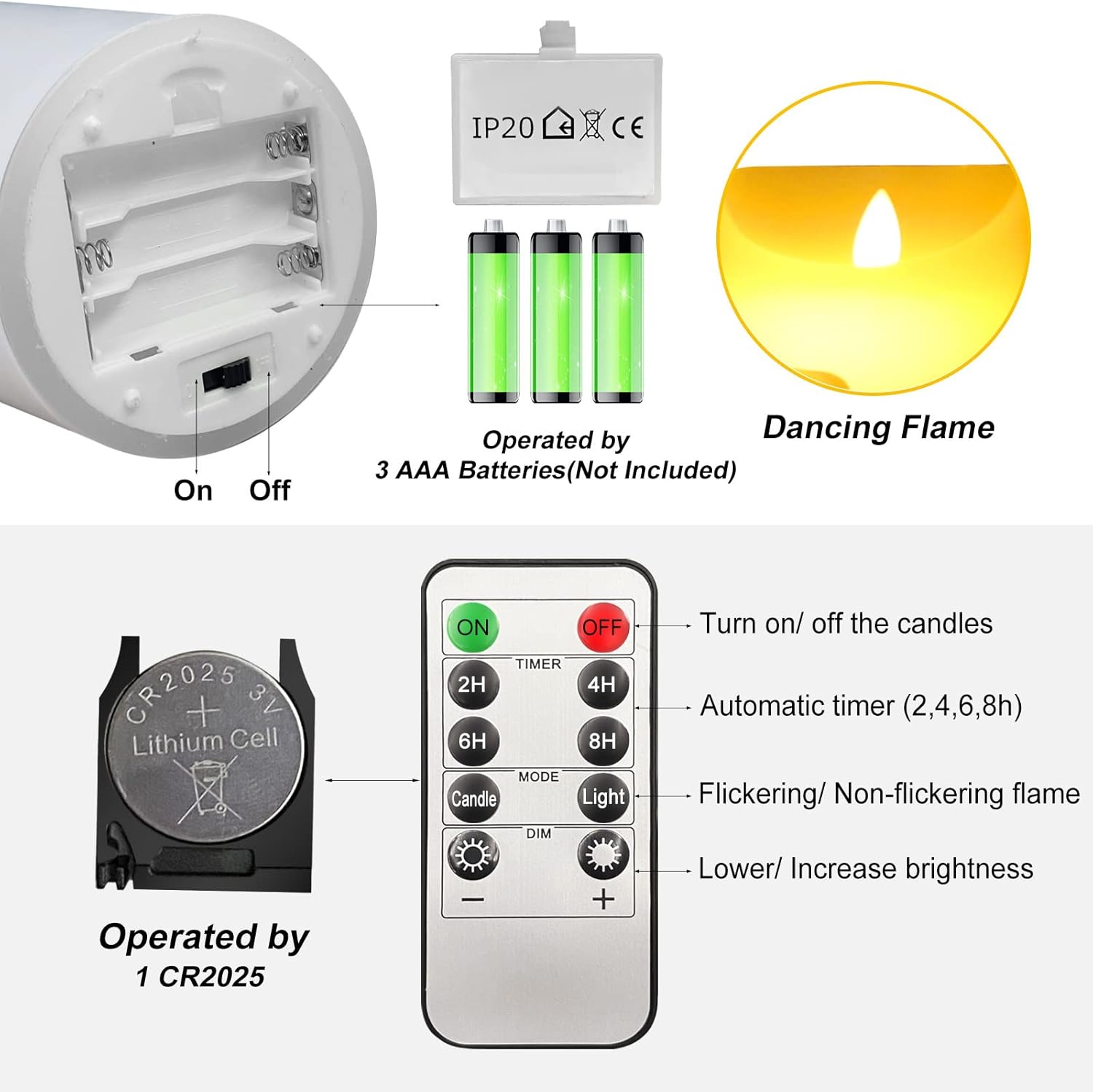Thumbnail 3 de ILEEDear LED Candles - Flickering Real Wax Look, 4" 5" 6" with Remote, Flameless Ramadan & Christmas Decor (Ivory) - Pack of 3