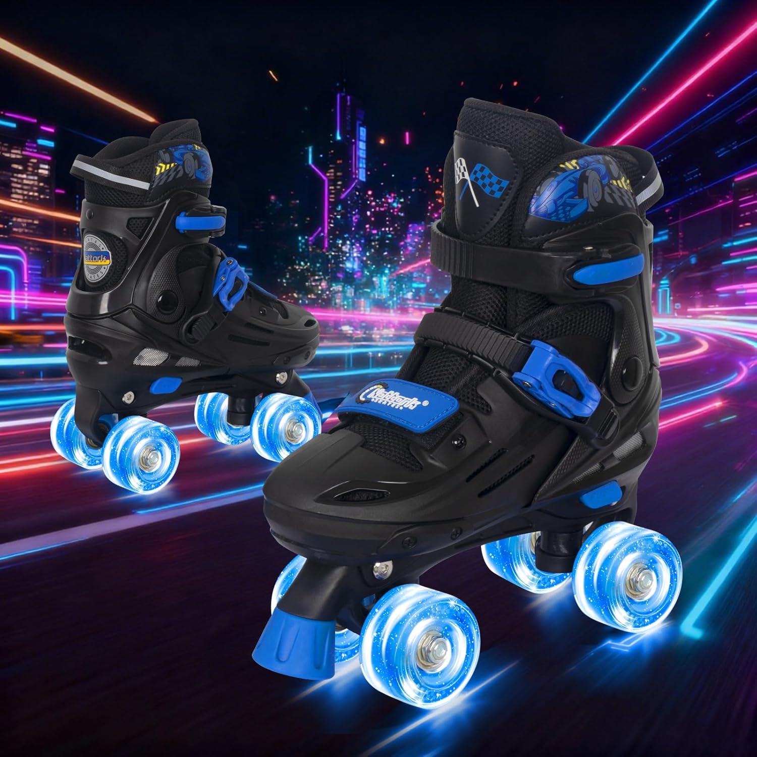 Thumbnail 5 de Nattork Adjustable Roller Skates for Kids (Ages 4–16) — Racing Car Design, ABEC-7 Bearings, Rear Brake