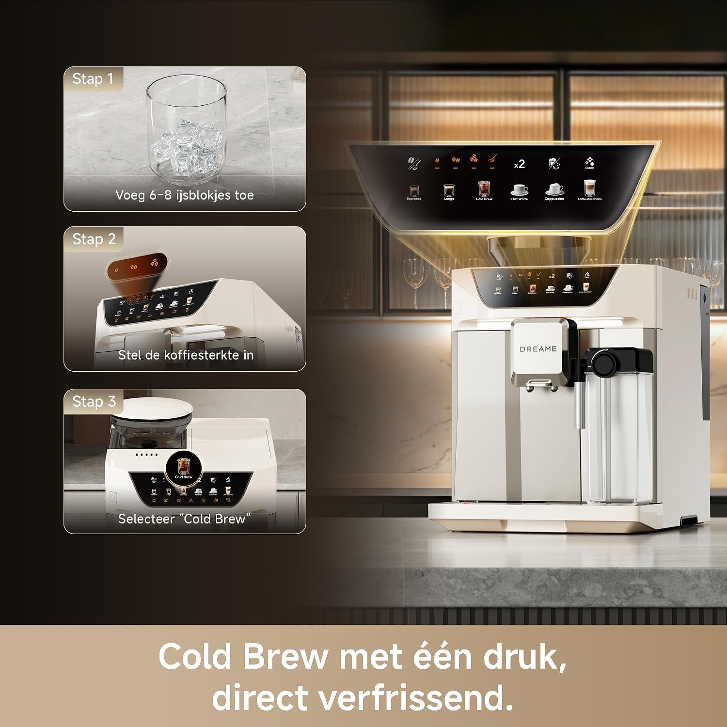 Detalle de Dreame Ecceluxe™ Master FCM60 volautomatische espressomachine met cold brew