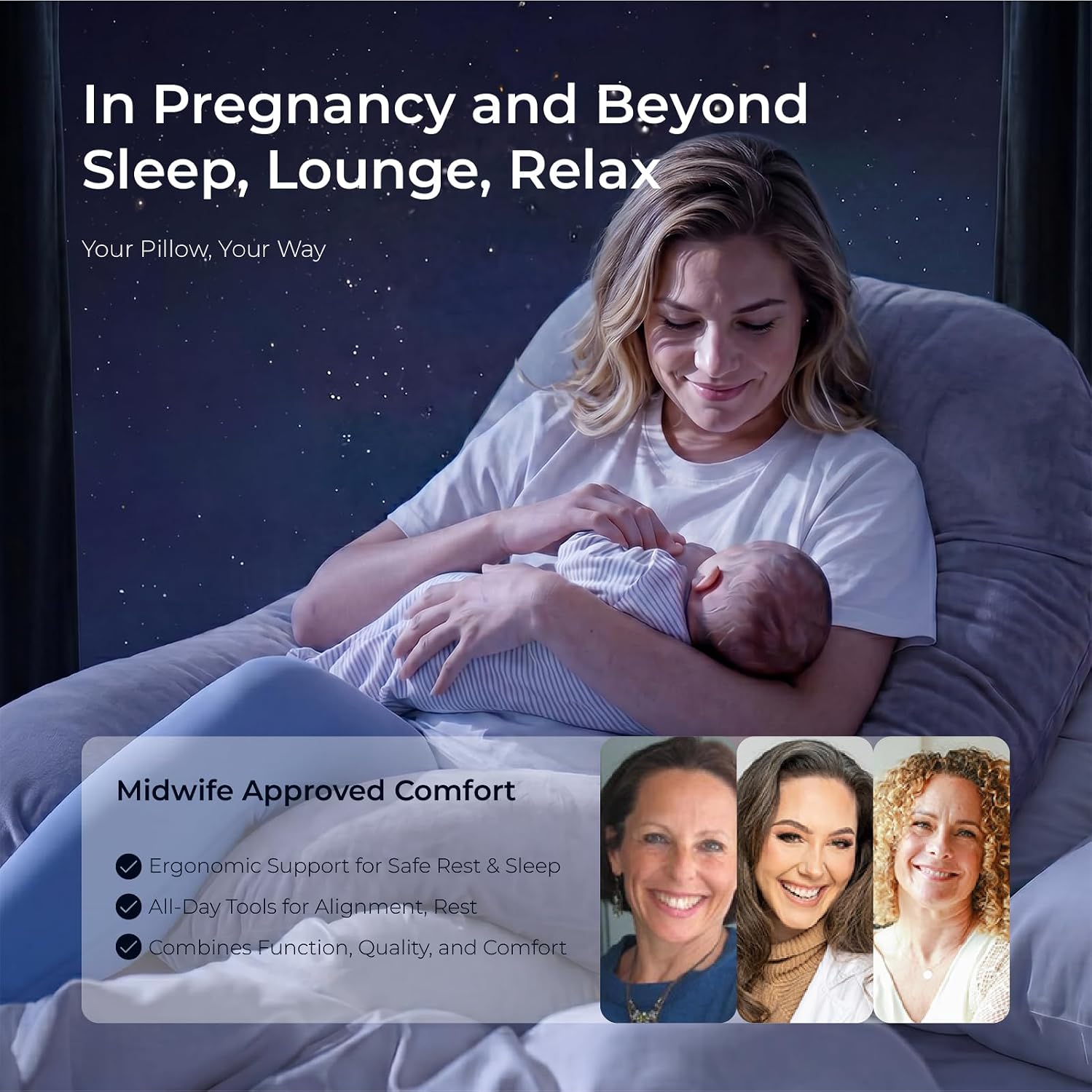 Thumbnail 6 de momcozy U Shaped Lite Pregnancy Pillow – Velvet Grey
