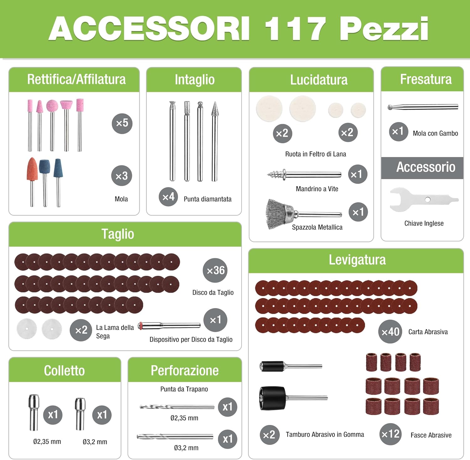 Thumbnail 2 de WORKPRO Utensile Rotante 7,2 V – Multifunzione con 117 accessori, 6 velocità e LED