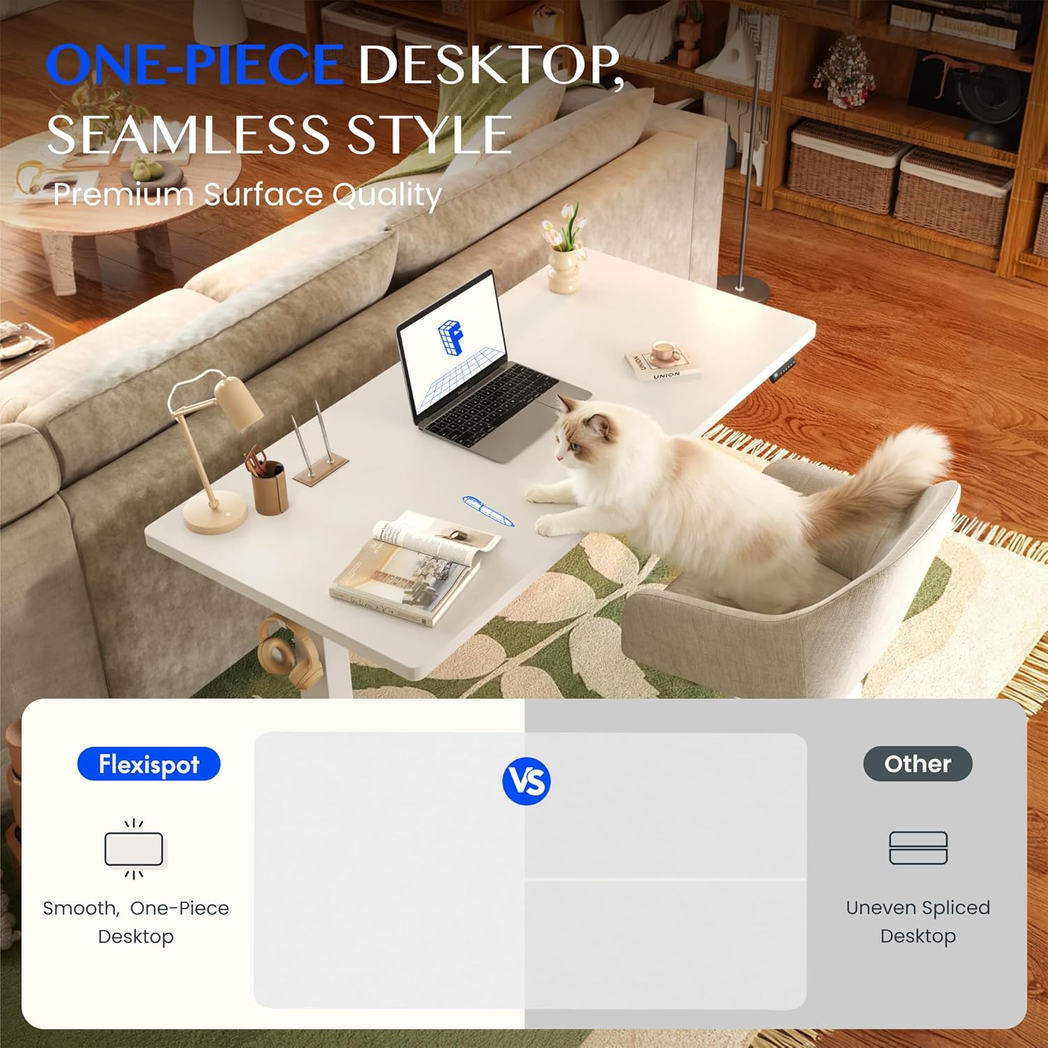 Thumbnail 3 de FlexiSpot Bureau Debout électrique 140x80 cm (73–123 cm) à mémoire, cadre noir et plateau en érable