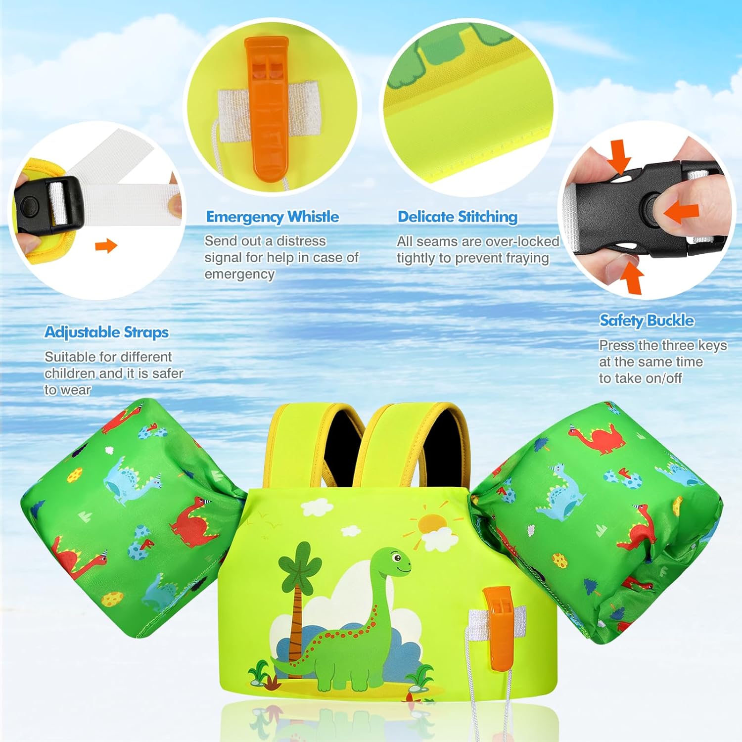 Thumbnail 2 de MoKo Kinder Schwimmflügel (Cartoon Schwimmweste) mit D‑Schnalle & Trageschlaufe