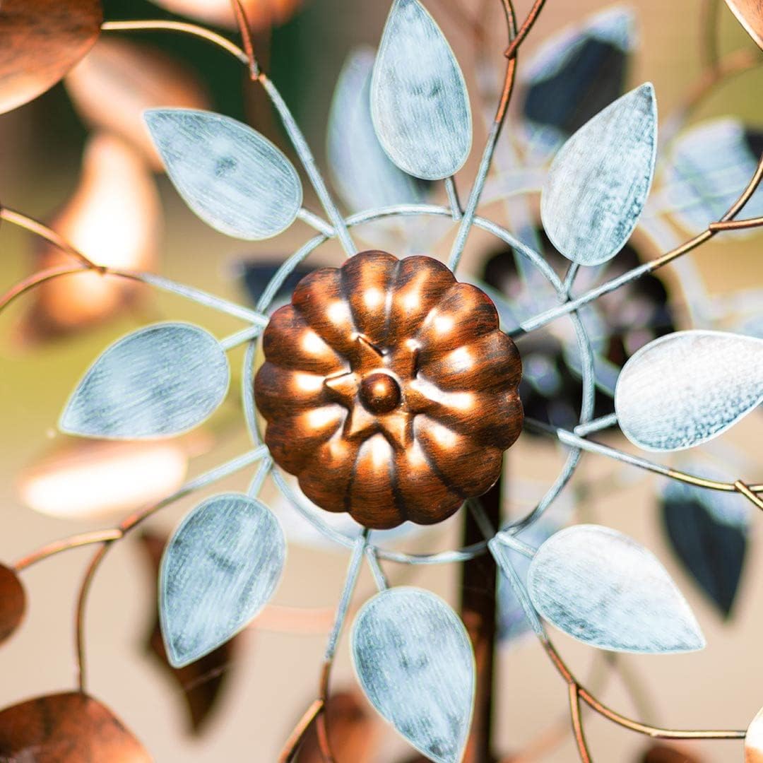 Thumbnail 4 de HQ Metal Wind Spinner: Copper Leaf Duet – metalowy wiatrak ogrodowy, brązowo-niebieski