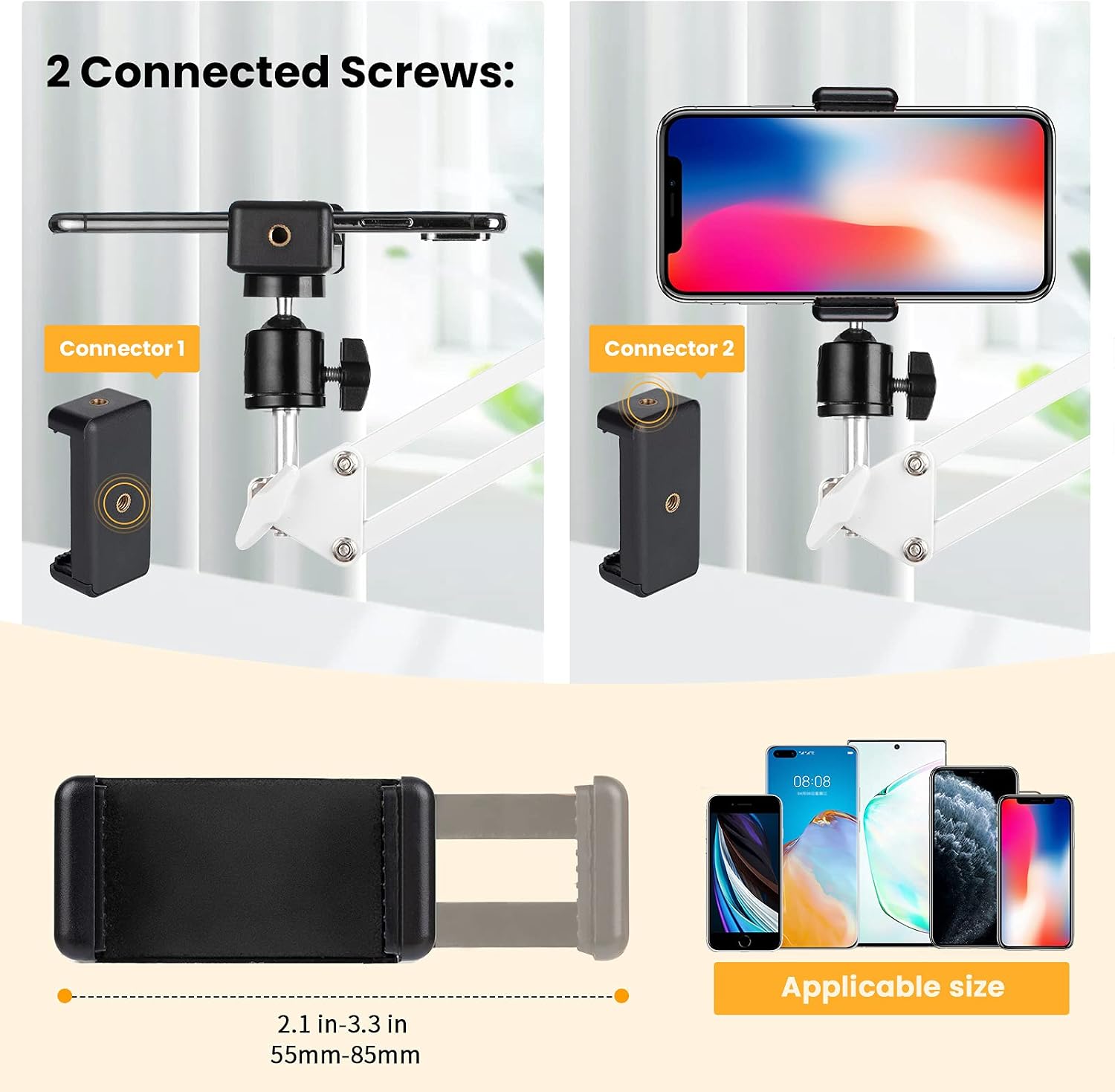 Detalle de TARION Supporto per telefono con braccio articolato flessibile a 360° (Bianca) per riprese e livestream