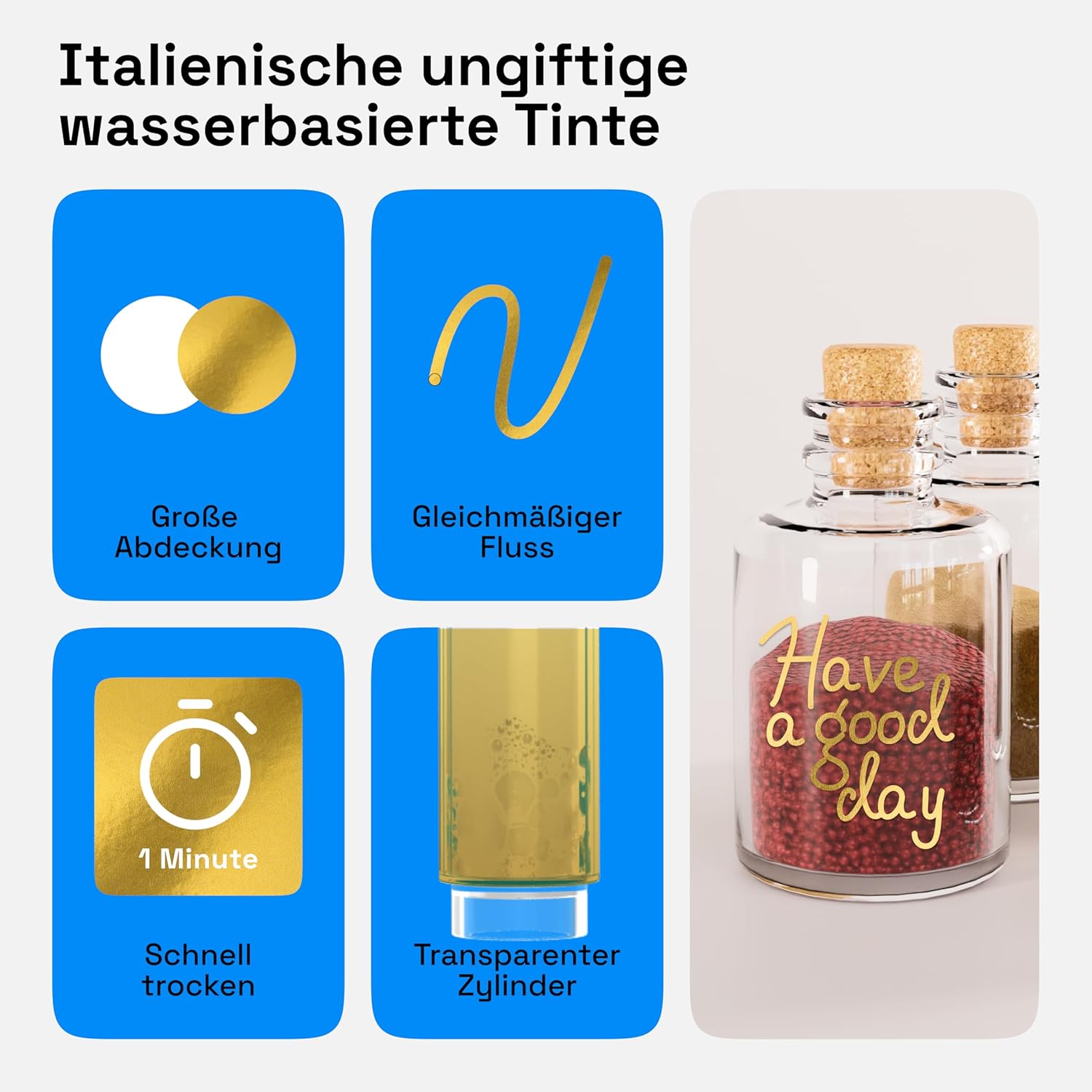 Thumbnail 3 de Artistro 2er-Set Gold Metallic Acrylstifte – 3 mm Spitze für Stein, Keramik, Holz, Glas, Metall, Stoff
