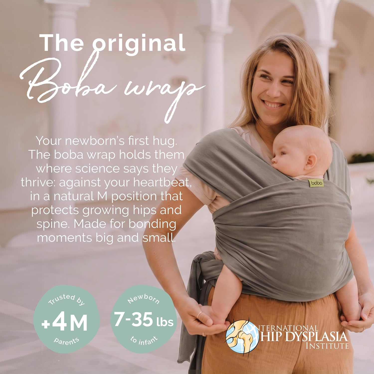 Thumbnail 1 de Boba Baby Wrap Carrier – Original Baby Sling Carrier for Newborns (7–35 lbs) in Grey