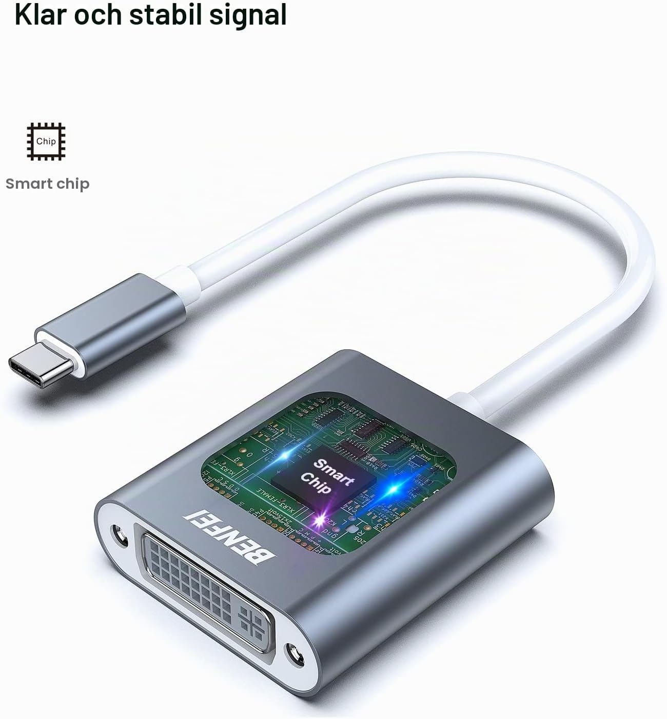 Detalle de BENFEI USB-C till DVI-D-adapter för extern skärm, upp till 1 920 × 1 200