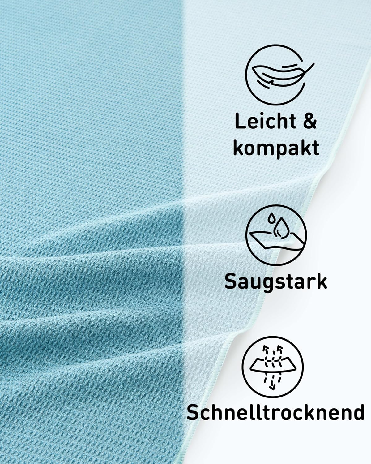 Detalle de Fit-Flip Yoga Handtuch rutschfest mit Noppen (185 x 63 cm, Jade) – hygienische Auflage aus Mikrofaser