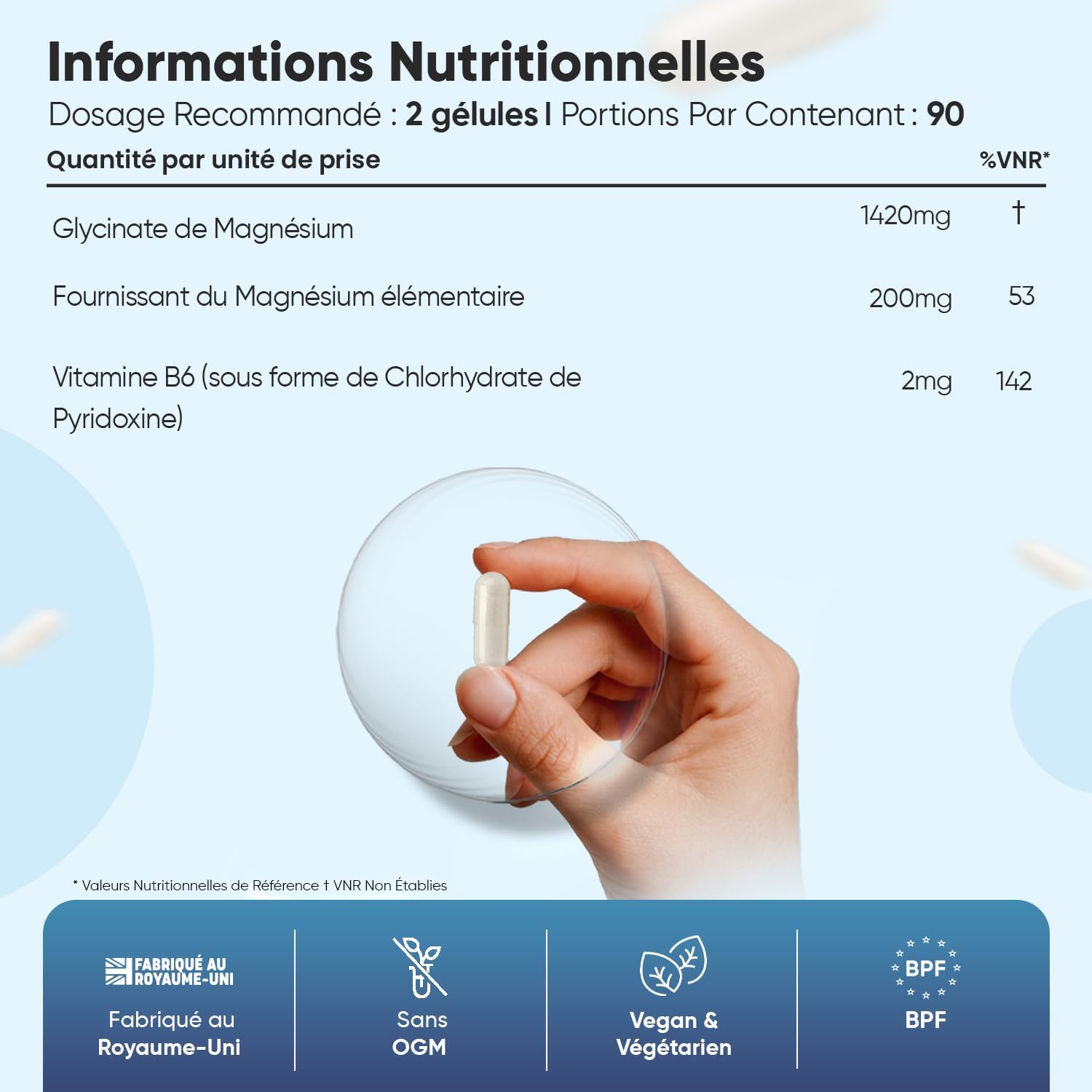 Thumbnail 2 de WeightWorld Magnésium Bisglycinate + B6 1422 mg