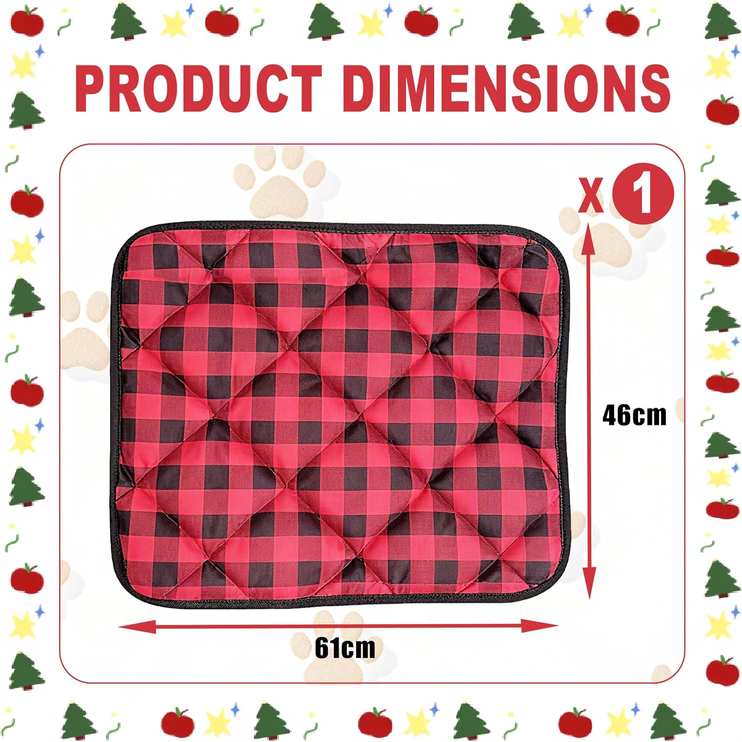 Thumbnail 1 de HuaCommerce Self-Heating Pet Mat for Dogs and Cats (46x61cm) — Christmas-Themed, Non-Slip, Machine Washable