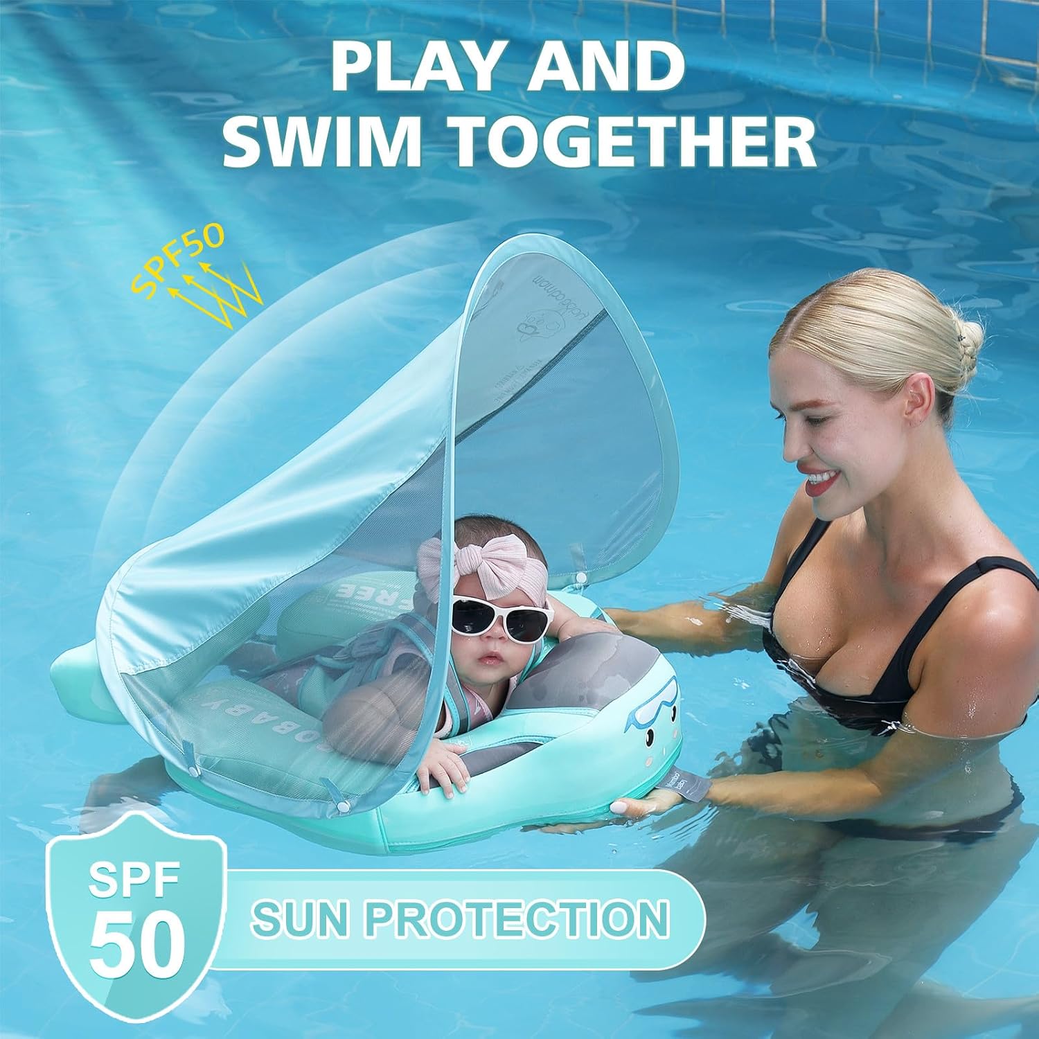 Thumbnail 1 de Lurui Baby Floats for Pool with Removable Canopy (Non-Inflatable) — Mambobaby Float for Infants 3–24 Months