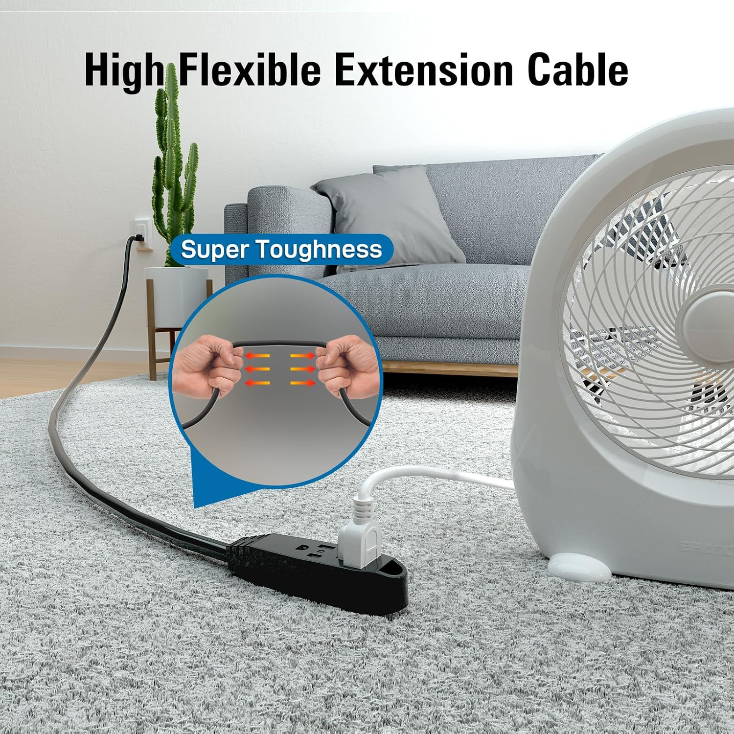 Detalle de K KASONIC FL-110A 25-Foot 3-Outlet Grounded Extension Cord, Black