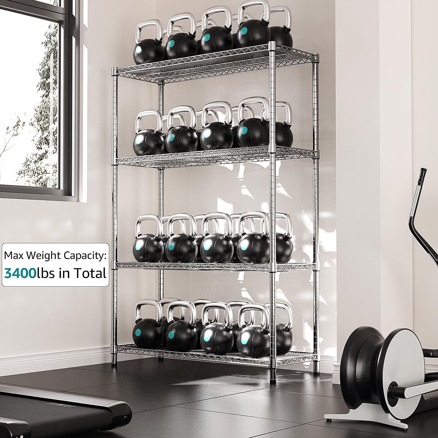 Thumbnail 6 de IZEUK A45150180BHI401B-HX 4-Tier Adjustable Chrome Metal Shelving Rack