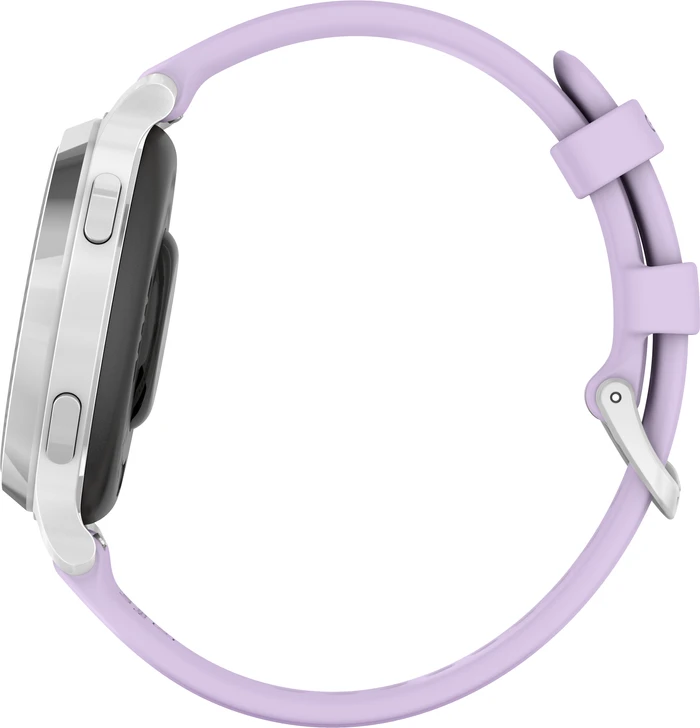 Detalle de Garmin Lily 2 Active Silber/Lila – Kleine Smartwatch mit GPS, Herzfrequenz & Training Coach