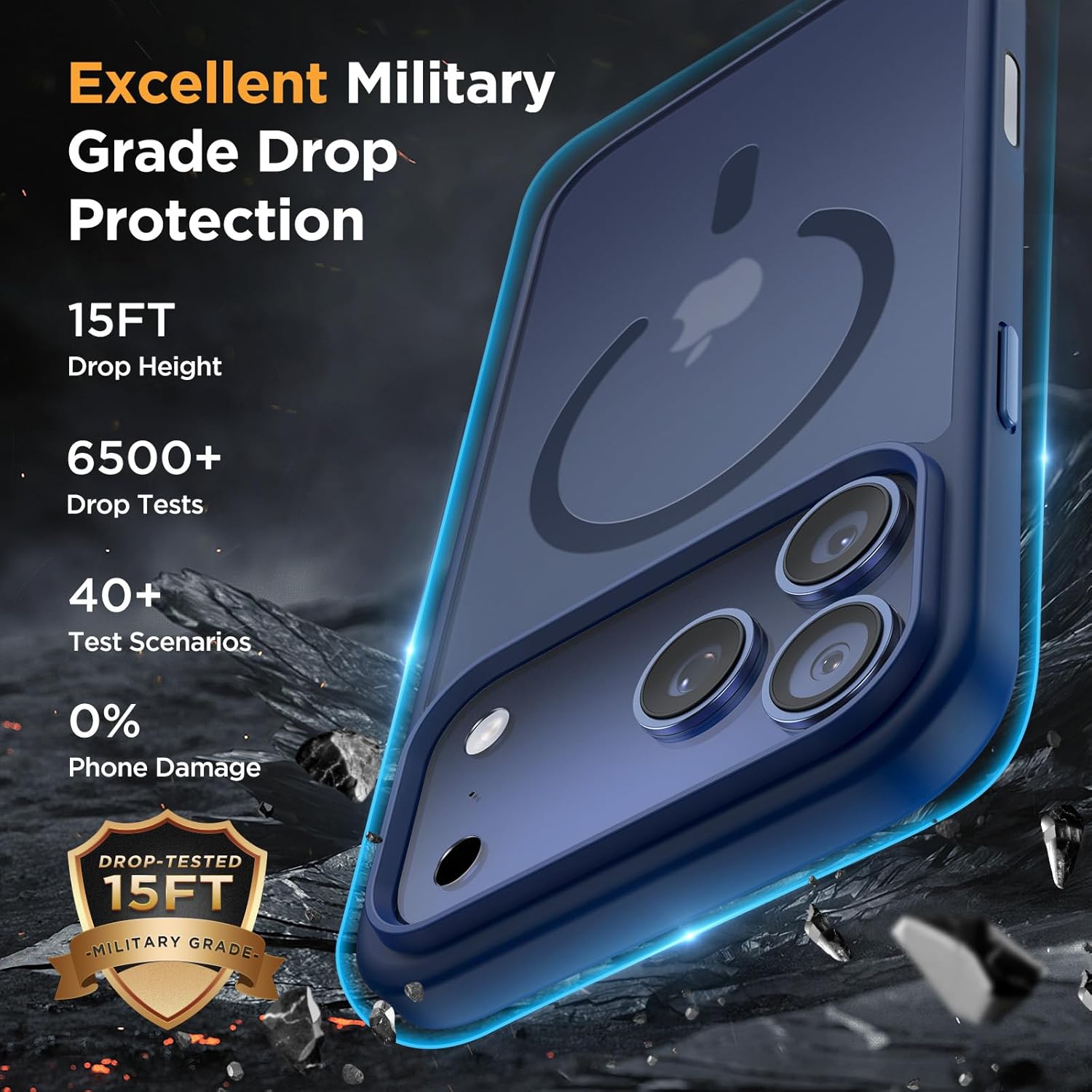 Thumbnail 3 de Miracase Magnetic for iPhone 17 Pro Case 6.3" – Dark Blue, with Screen Protector & MagSafe