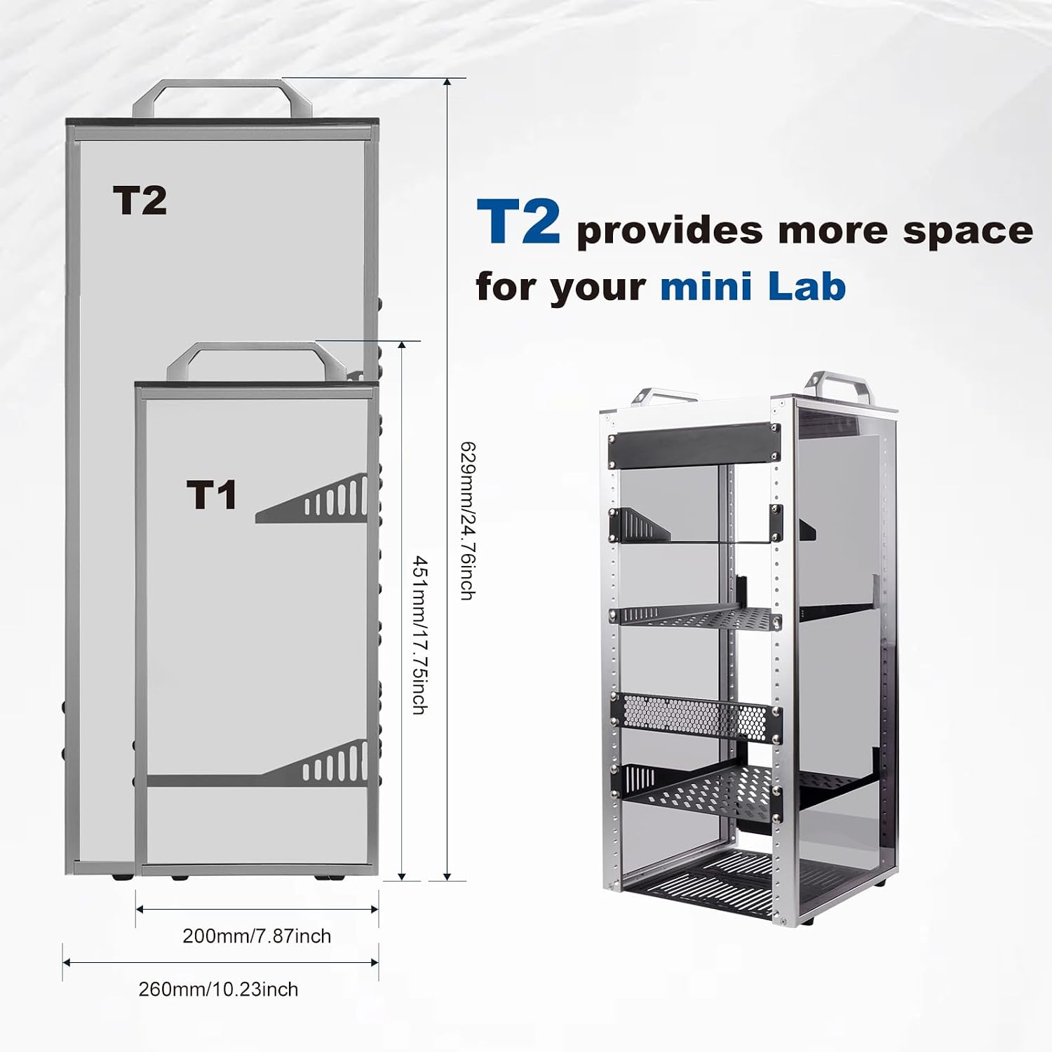 Detalle 2 de GeeekPi DeskPi RackMate T2 10-inch 12U mini server cabinet with rack shelf (10 inch AV, NAS & SBC setups)