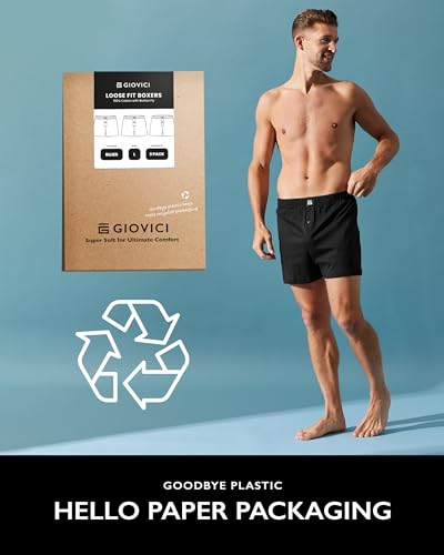 Thumbnail 6 de Giovici Mens Boxers Loose Fit – Super Soft Cotton, Button Fly, 3/6 Pack