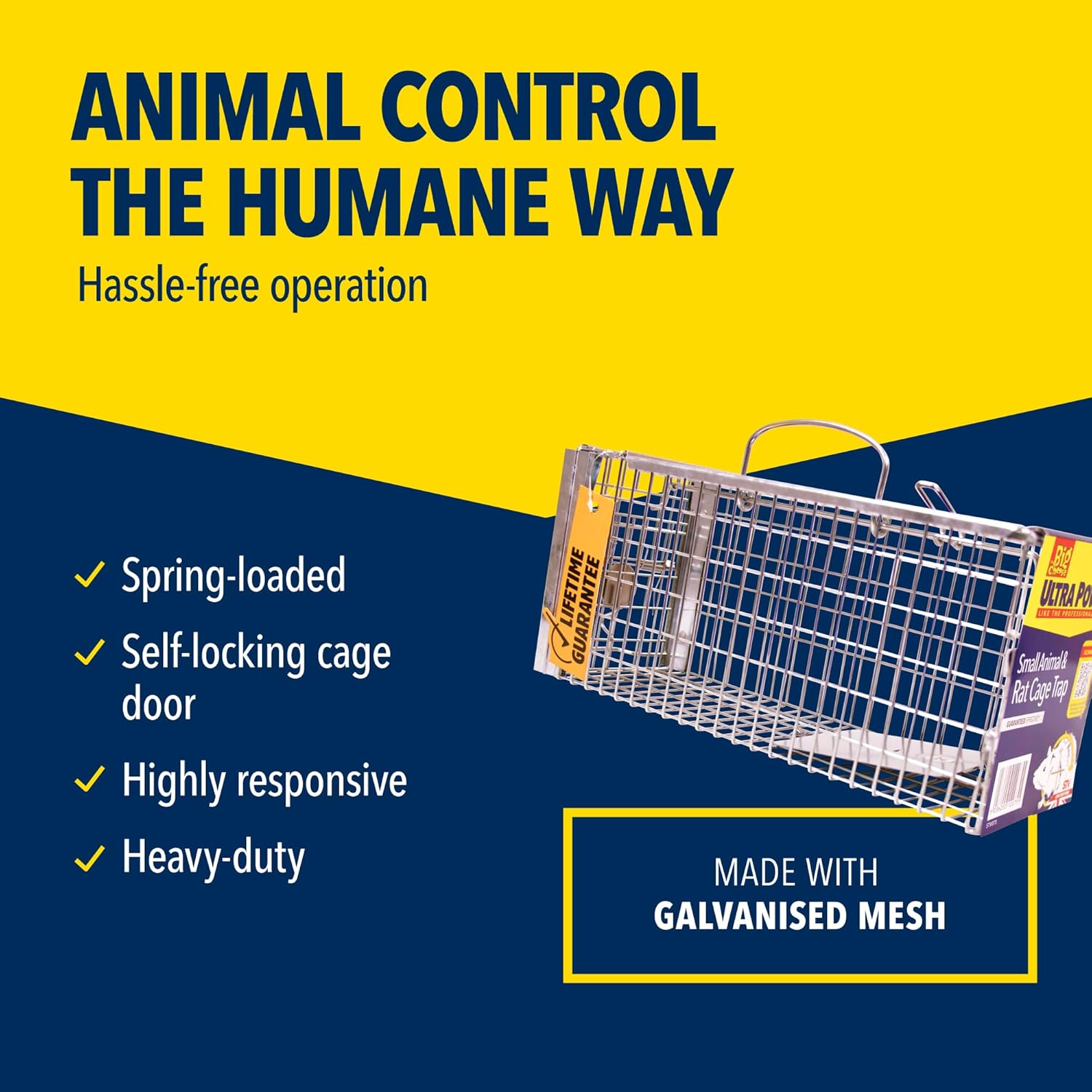 Detalle 2 de The Big Cheese Ultra Power Rat Trap Cage – Humane Live-Catch for Rats and Small Animals (36x14x16 cm)