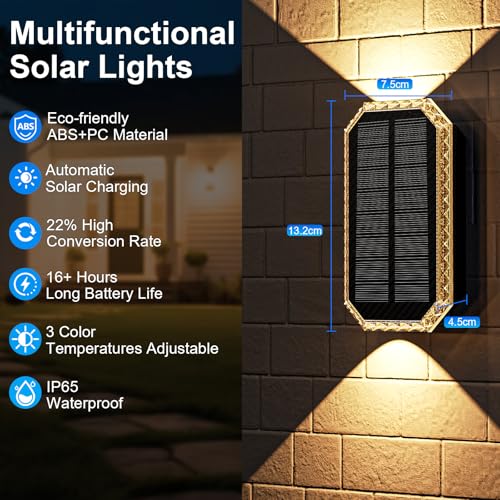 Detalle de Giliwosy Aplique Solar de Pared — Pack de 4 luces exteriores con 3 temperaturas de color y IP65