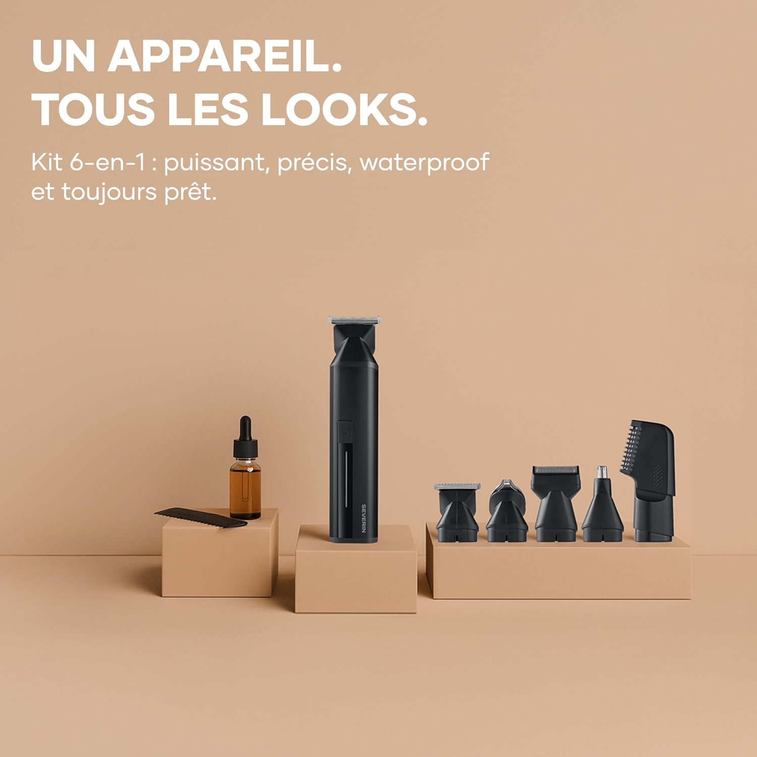 Detalle de SEVERIN HS 0710 – Tondeuse sans fil 6 en 1 cheveux, barbe et finitions, autonomie jusqu’à 90 minutes