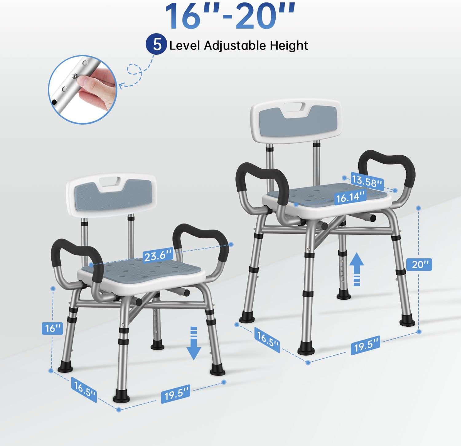 Detalle 2 de BRITULIF Shower Chair, 550 lb Tested Capacity