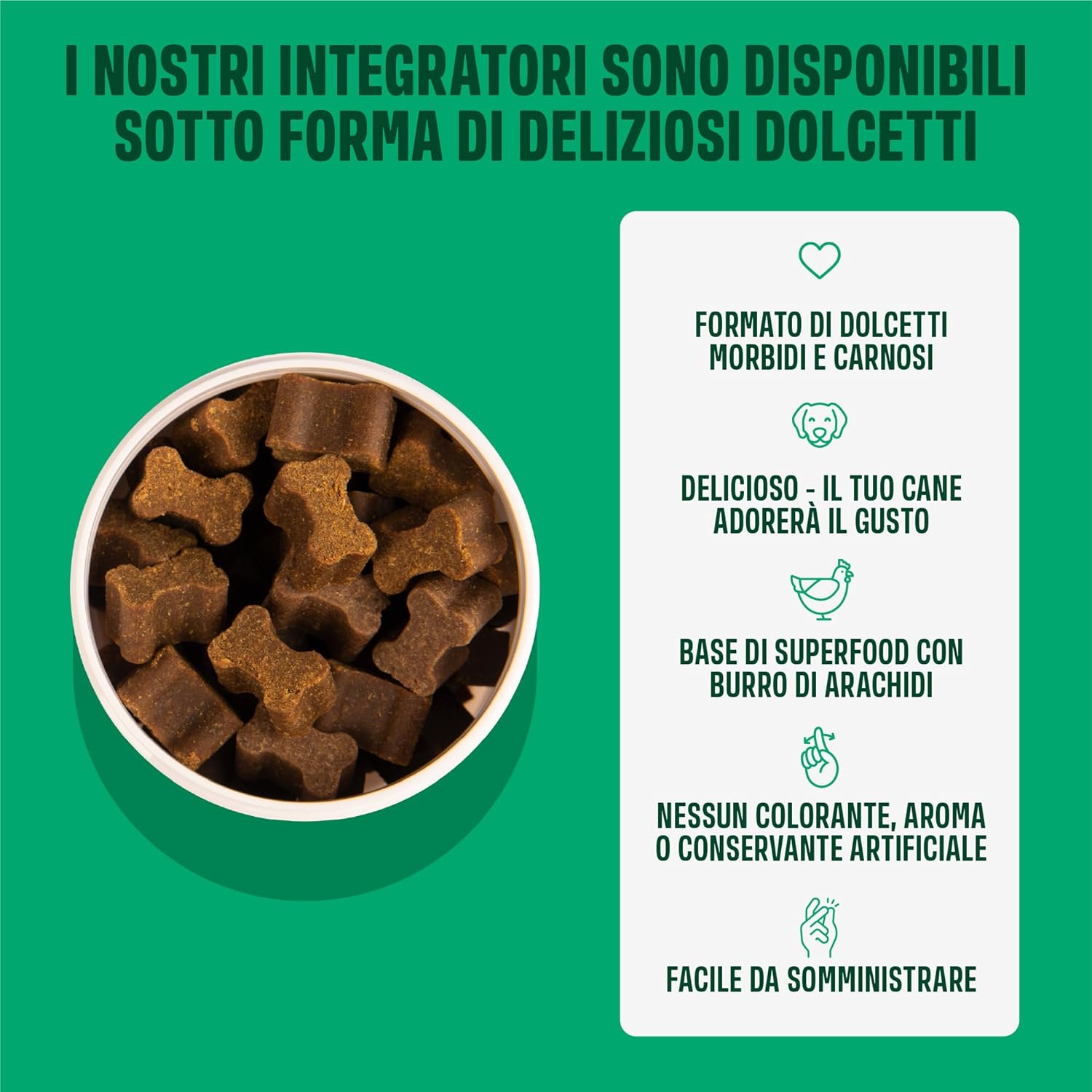 Detalle 2 de ivvi Probiotic per cani in bocconcini al pollo (60 snack) per flora intestinale, digestione e sistema immunitario