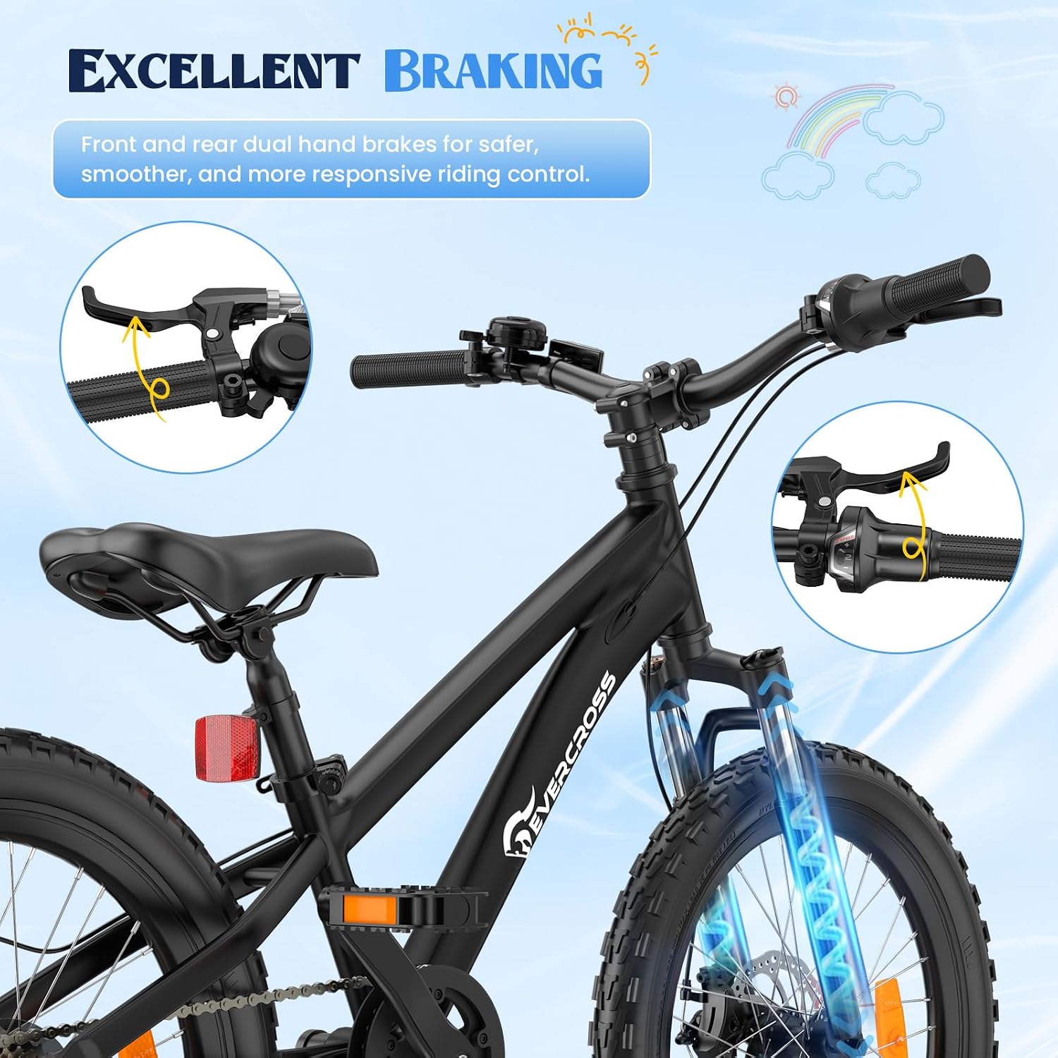 Detalle de EVERCROSS EM5 Bici Bambino 20'': MTB Junior con 7 velocità, freno disco e forcella ammortizzata